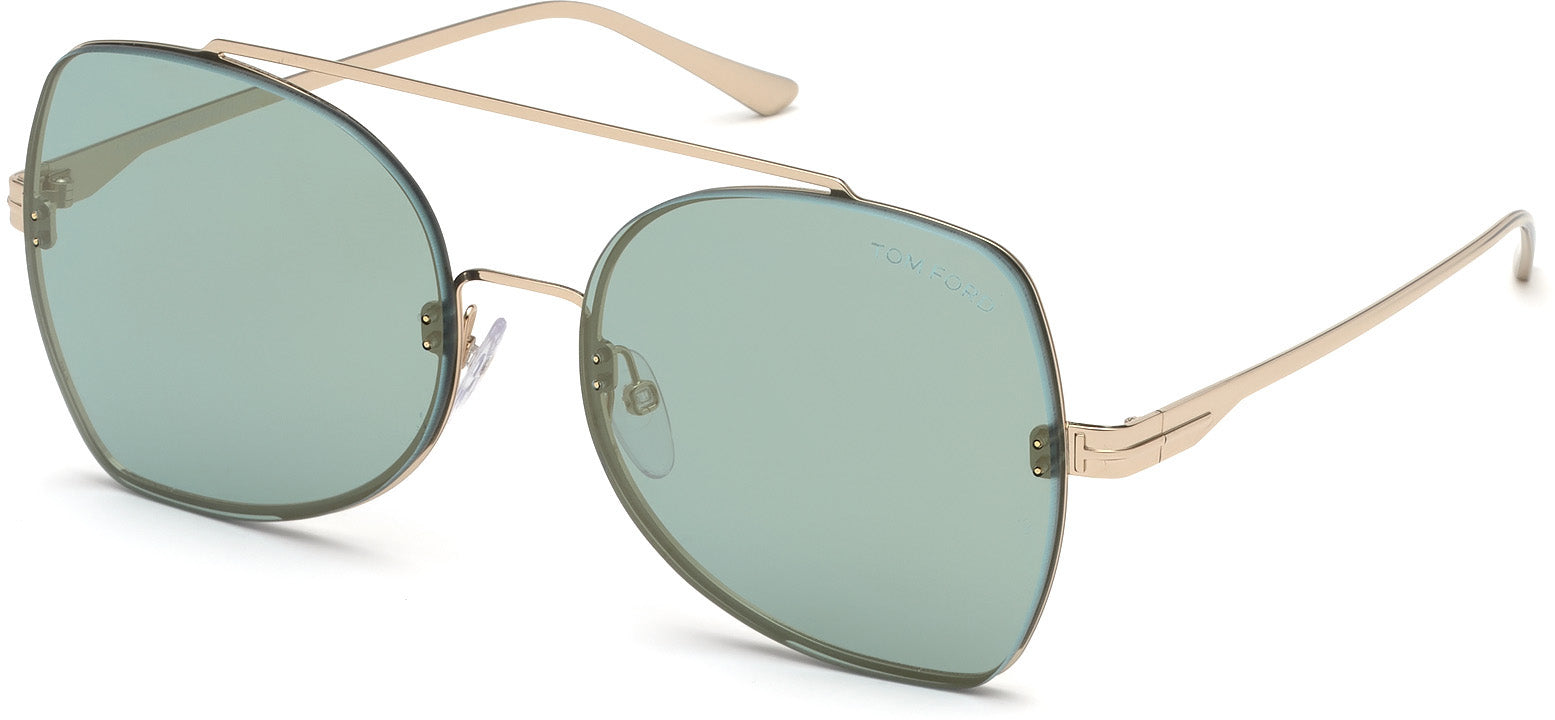 Color_28Q - Shiny Rose Gold / Green Mirror