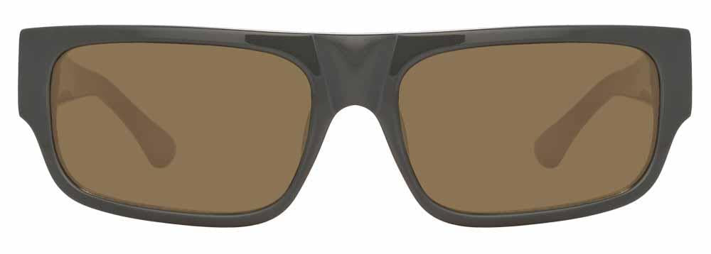 Color_DVN189C2SUN - Dries Van Noten 189 Rectangular Sunglasses in Grey and Khaki Green
