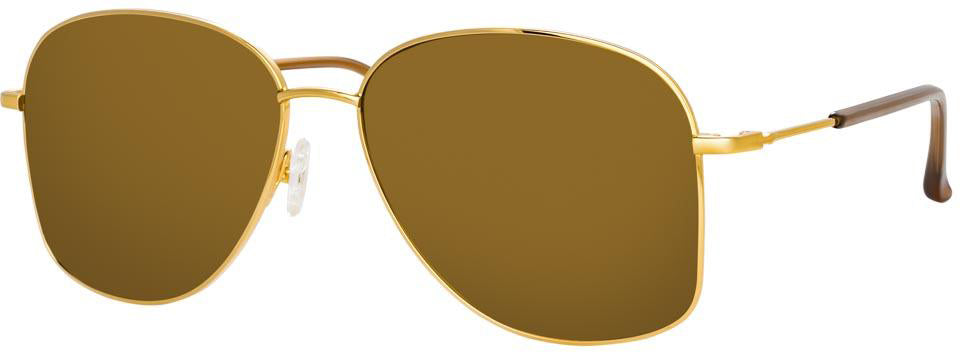 Color_DVN199C4SUN - Dries Van Noten 199 Aviator Sunglasses in Yellow Gold Tone