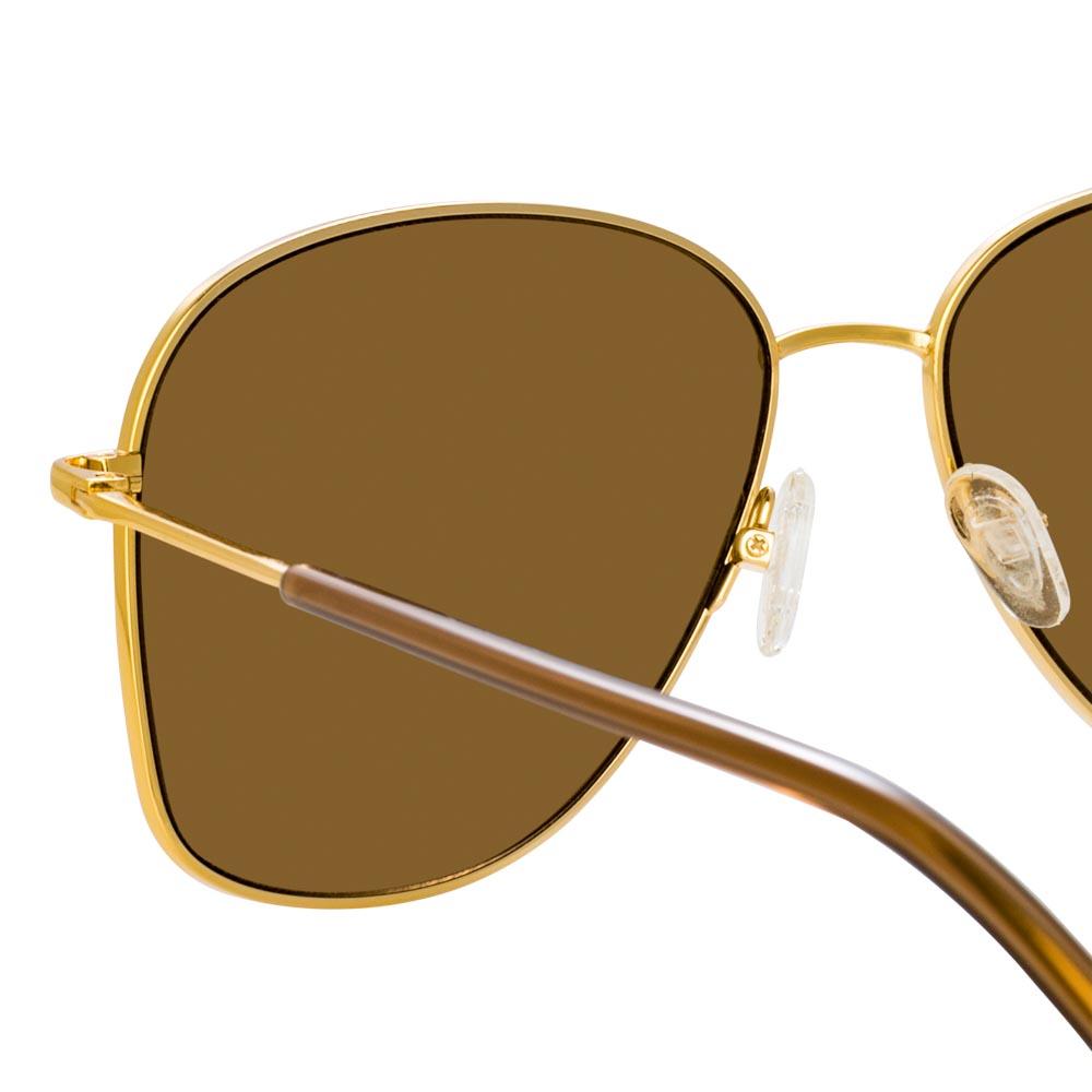 Color_DVN199C4SUN - Dries Van Noten 199 Aviator Sunglasses in Yellow Gold Tone
