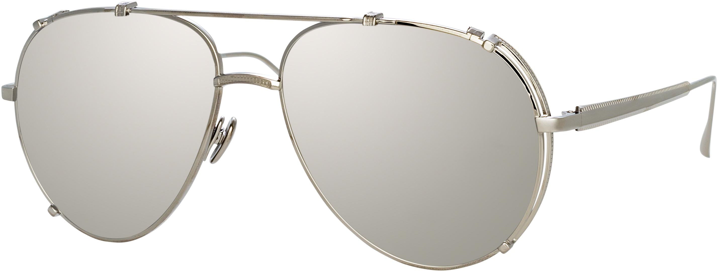 Color_LFL1039C5SUN - Newman Aviator Sunglasses in White Gold and Silver