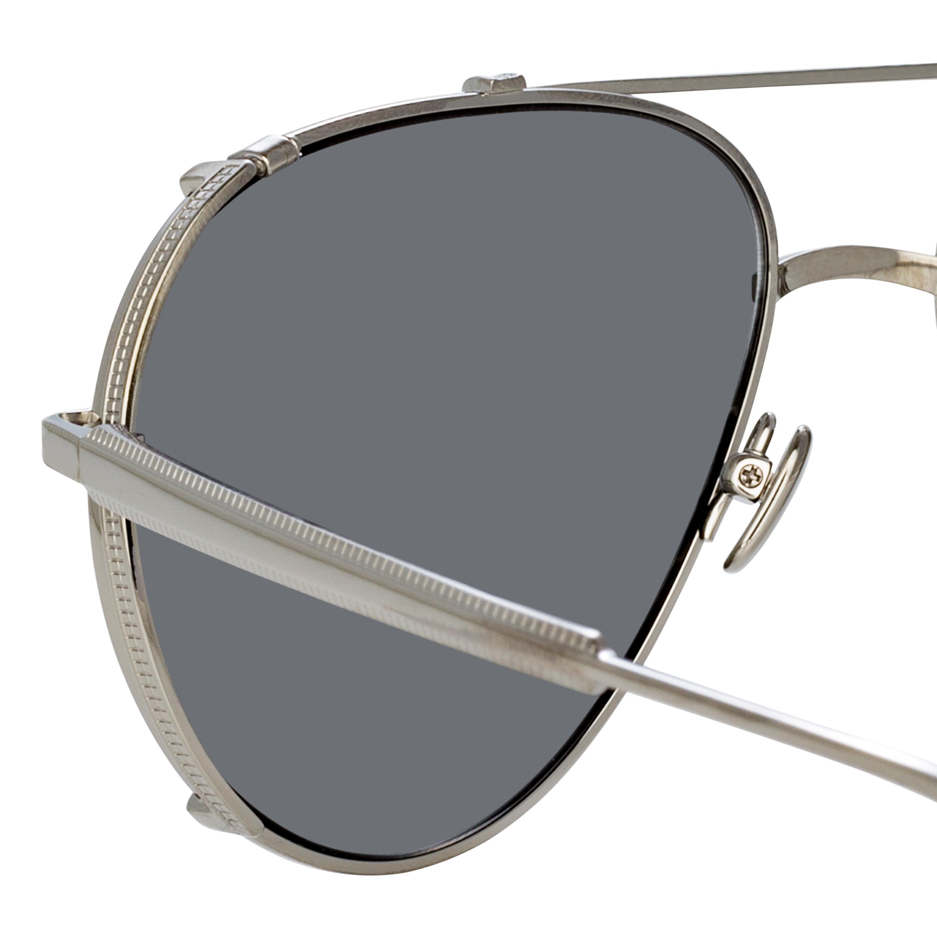 Color_LFL1039C5SUN - Newman Aviator Sunglasses in White Gold and Silver