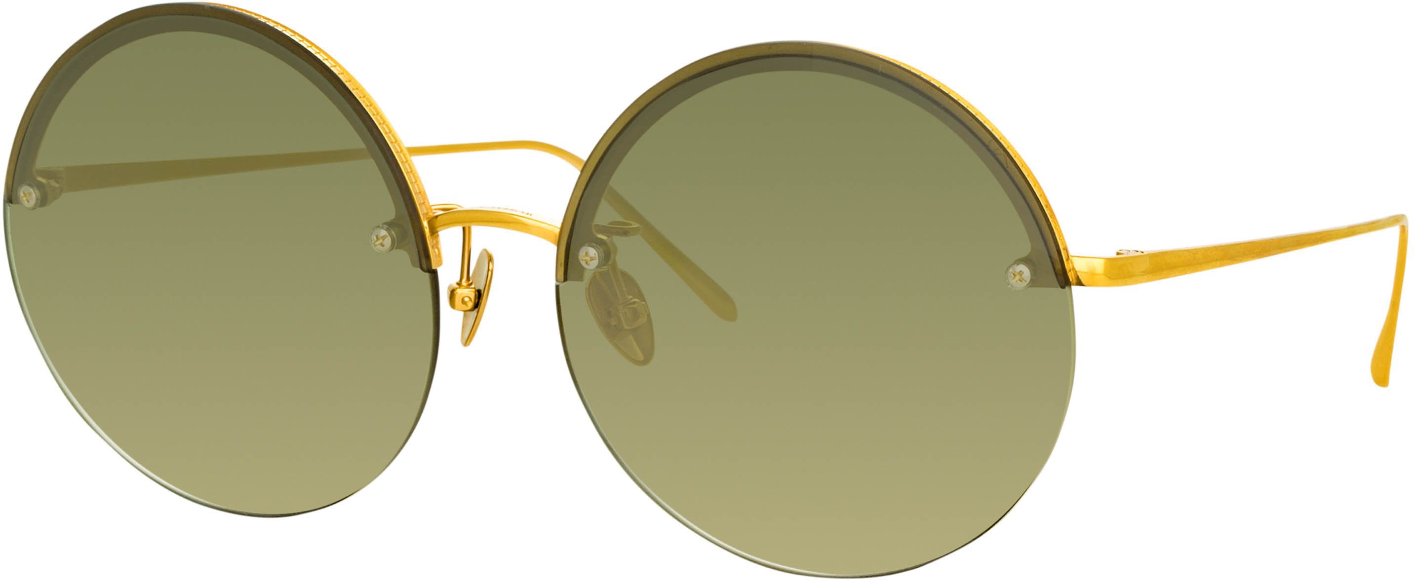 Color_LFL1097C2SUN - Adrienne Round Sunglasses in Yellow Gold and Green