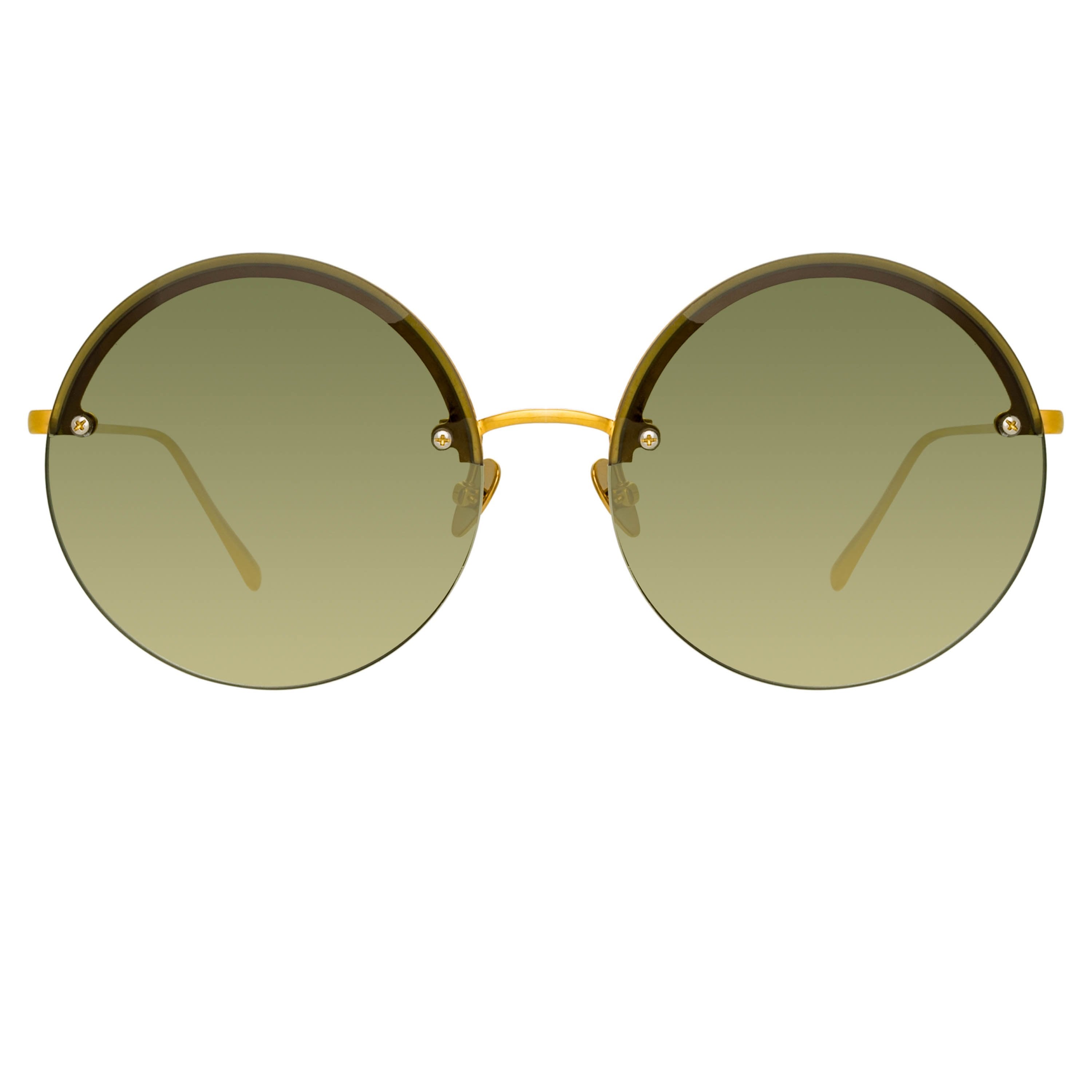 Color_LFL1097C2SUN - Adrienne Round Sunglasses in Yellow Gold and Green