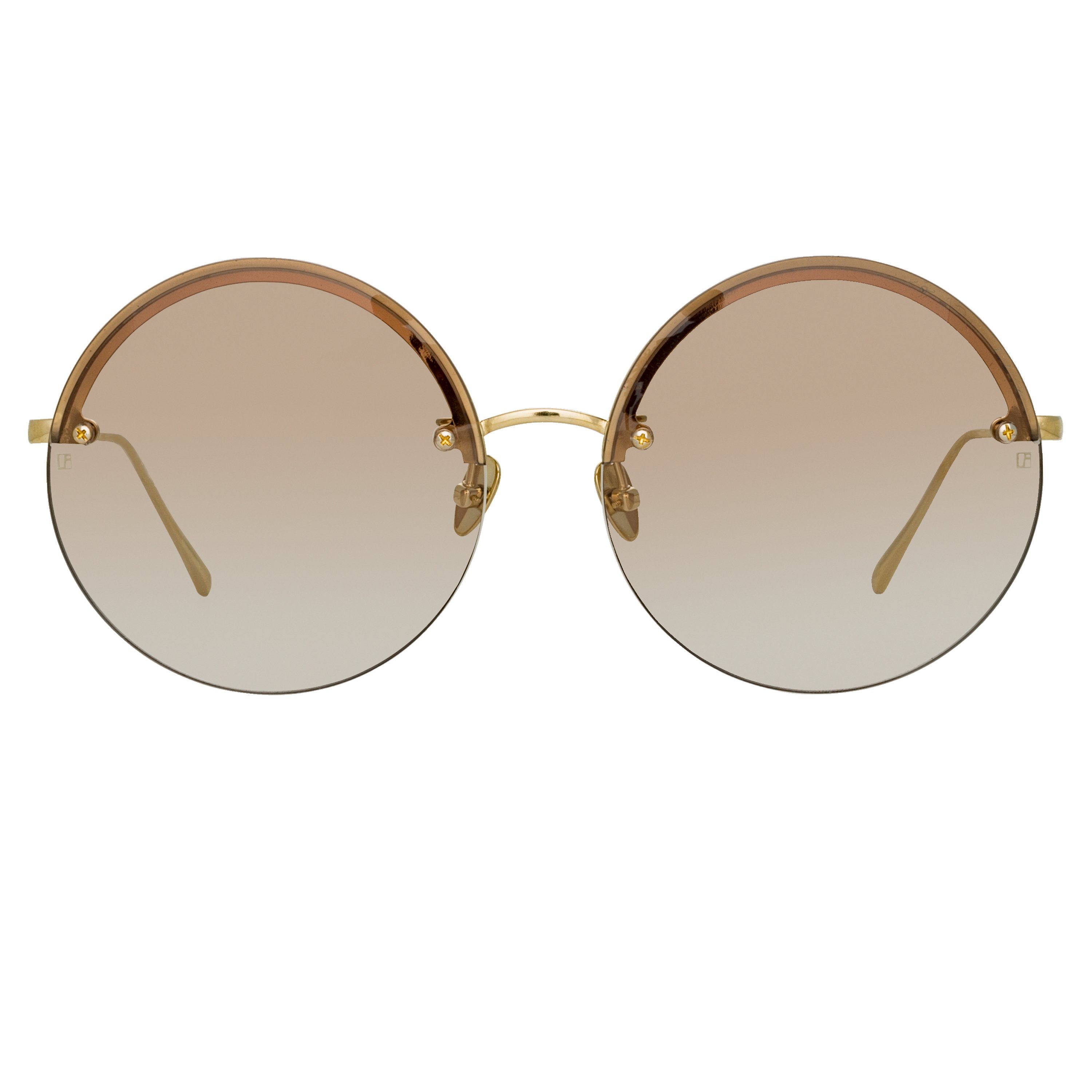 Color_LFL1097C4SUN - Adrienne Round Sunglasses in Light Gold and Brown
