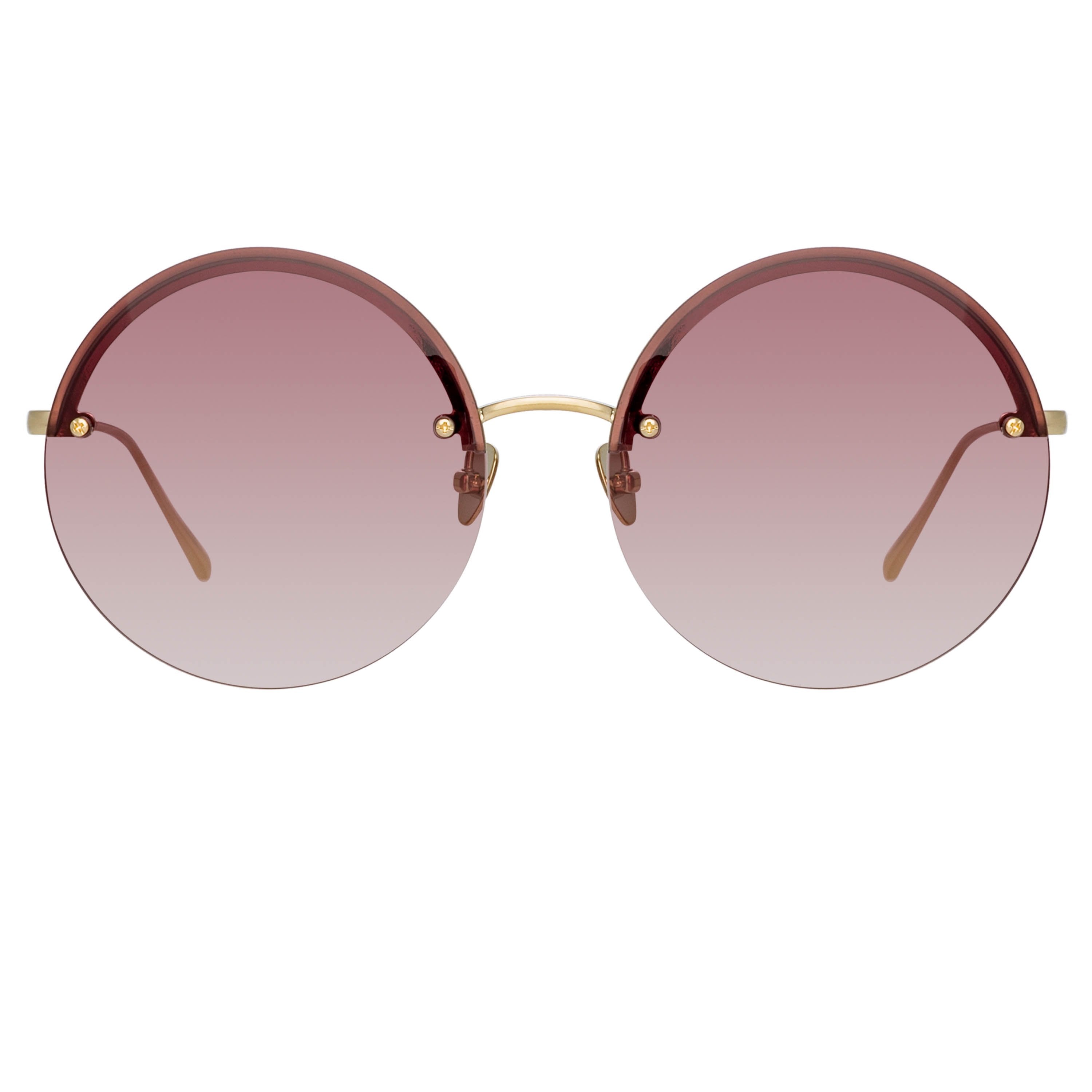 Color_LFL1097C5SUN - Adrienne Round Sunglasses in Light Gold and Burgundy