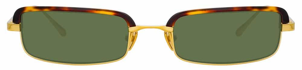 Color_LFL968C2SUN - Leona Rectangular Sunglasses in Yellow Gold - T-Shell and Dark Green