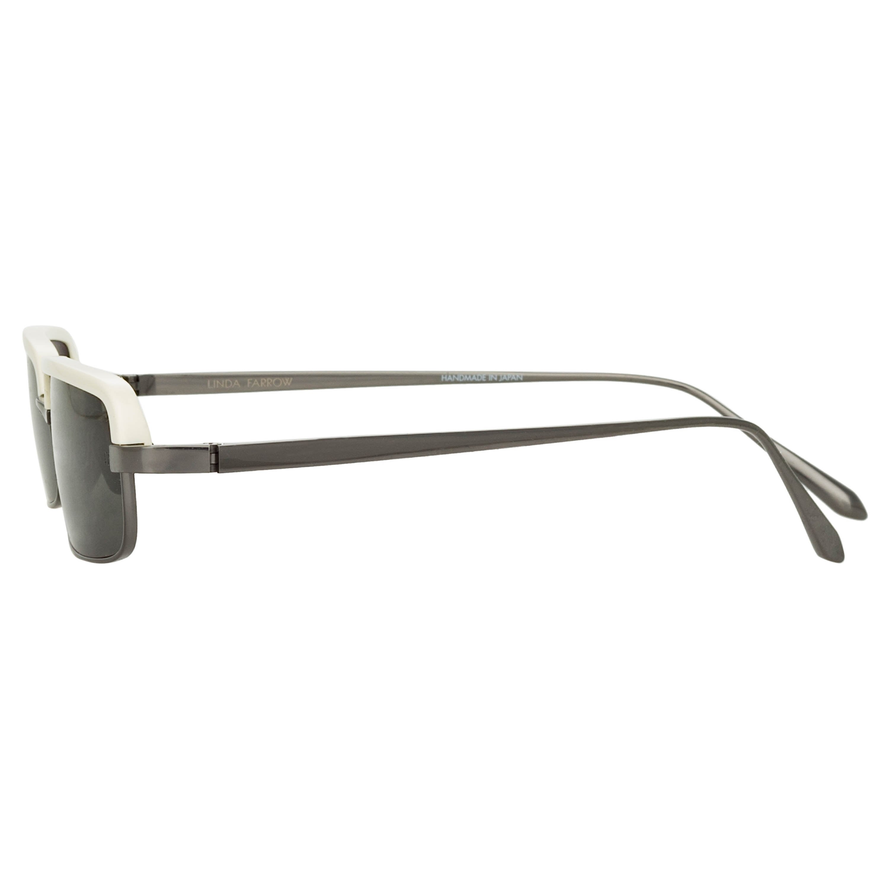 Color_LFL968C6SUN - Leona Rectangular Sunglasses in White and Nickel