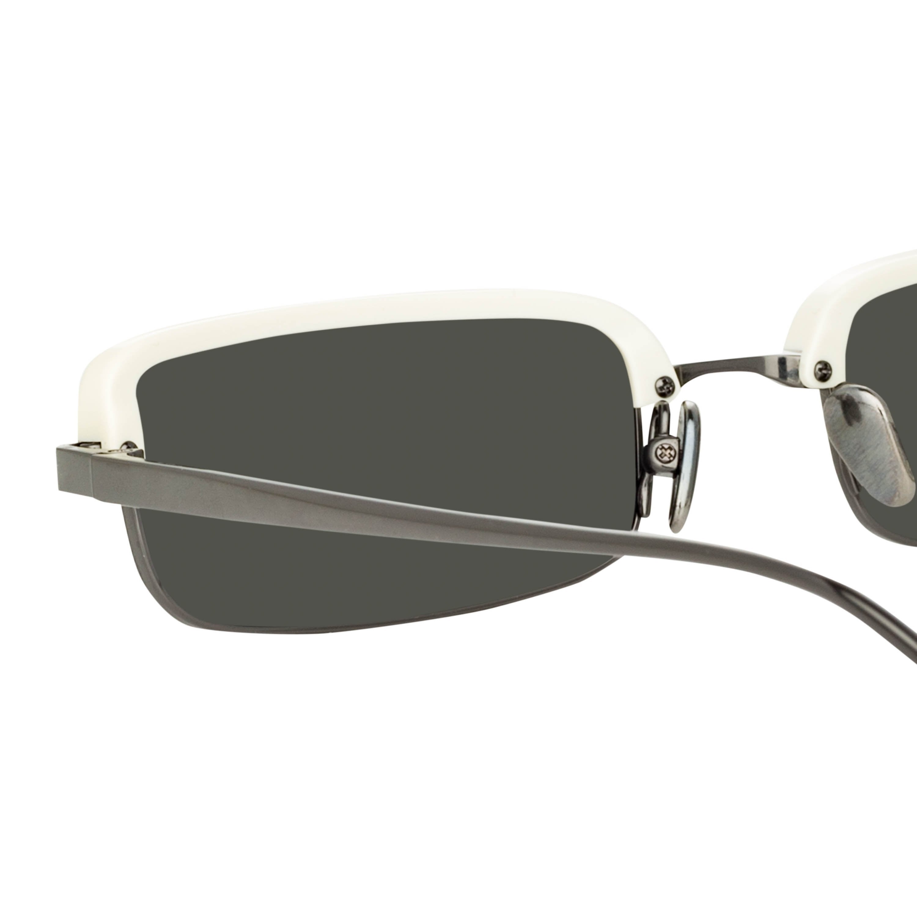 Color_LFL968C6SUN - Leona Rectangular Sunglasses in White and Nickel