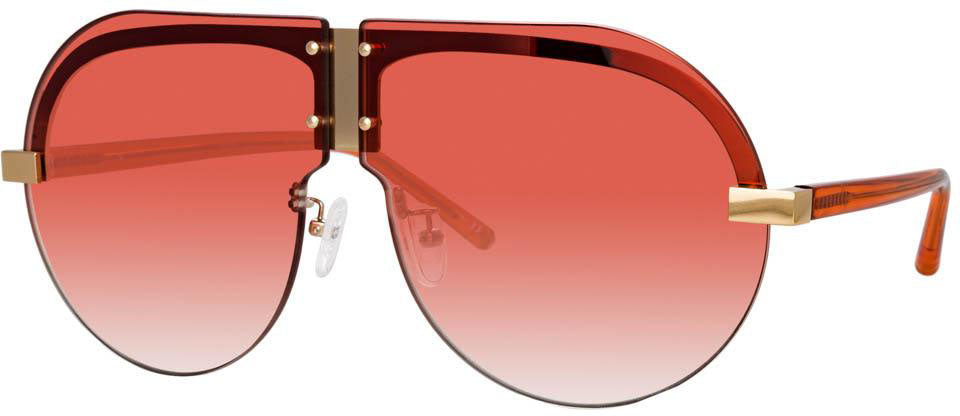 Color_MW252C1SUN - Matthew Williamson Tulip Aviator Sunglasses in Yellow Gold