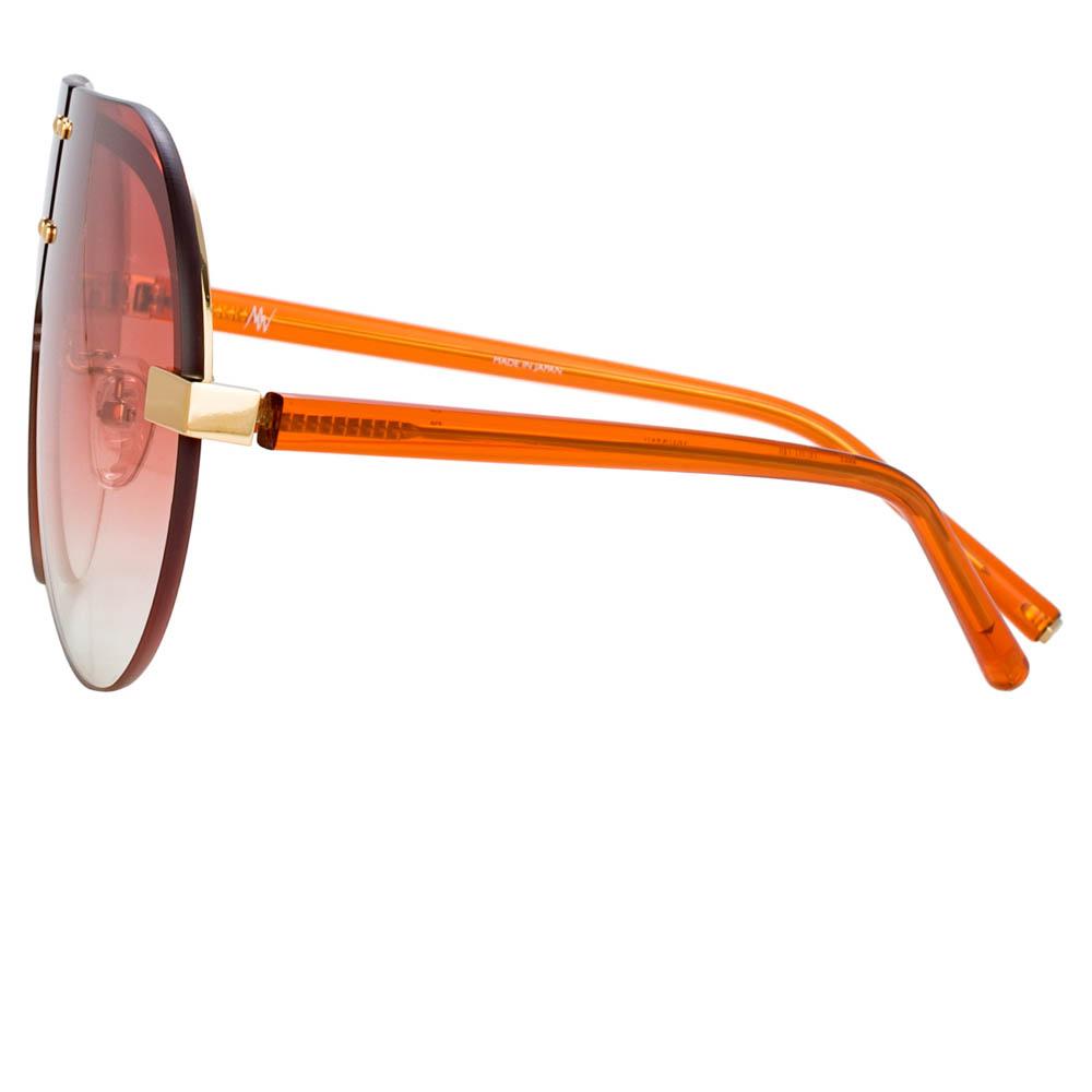 Color_MW252C1SUN - Matthew Williamson Tulip Aviator Sunglasses in Yellow Gold