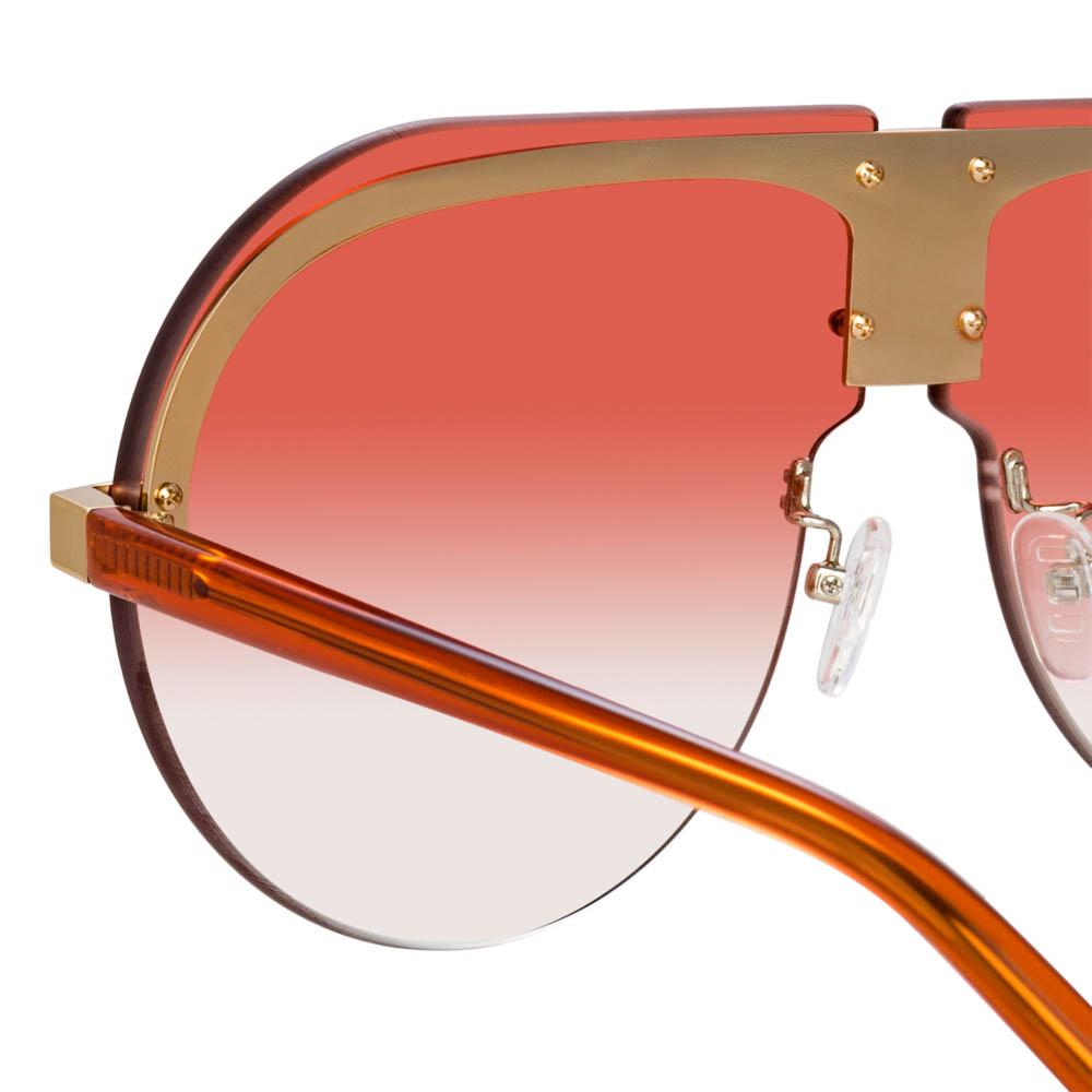 Color_MW252C1SUN - Matthew Williamson Tulip Aviator Sunglasses in Yellow Gold