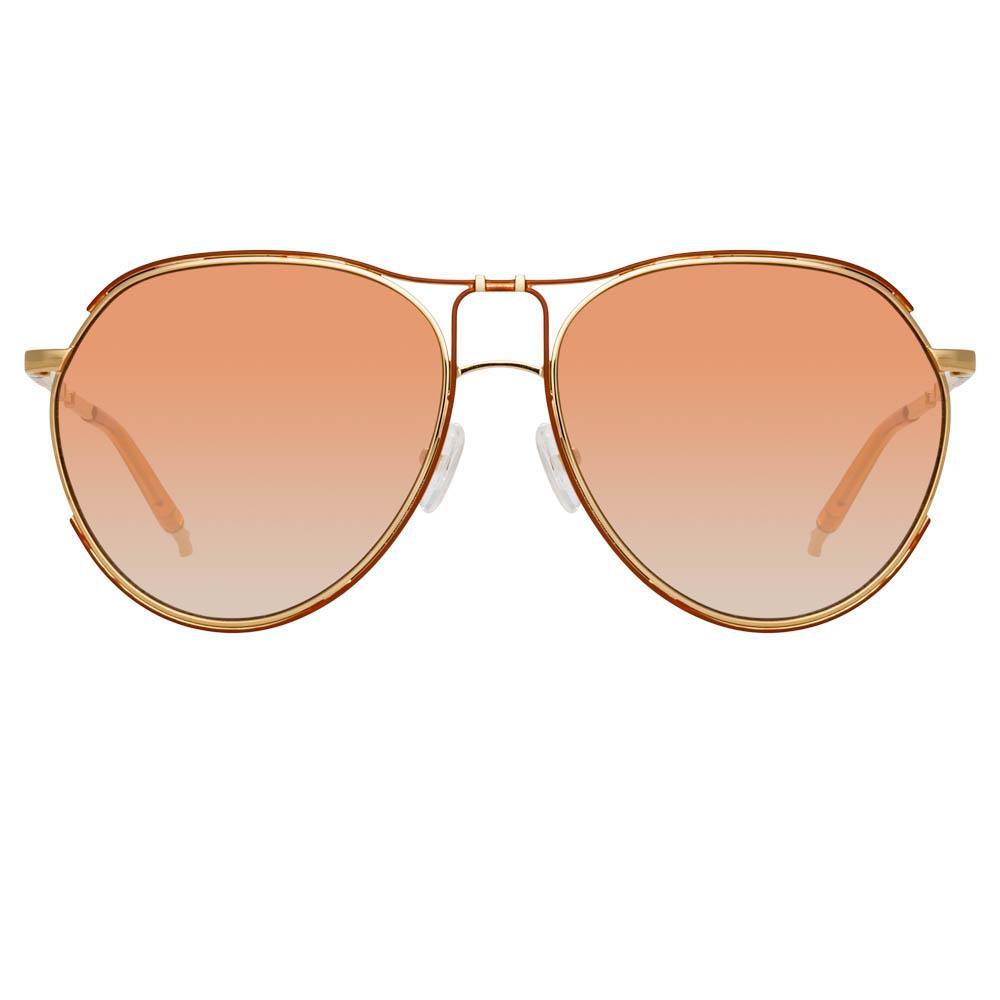 Color_MW254C3SUN - Matthew Williamson Holly Aviator Sunglasses in Light Gold Tone