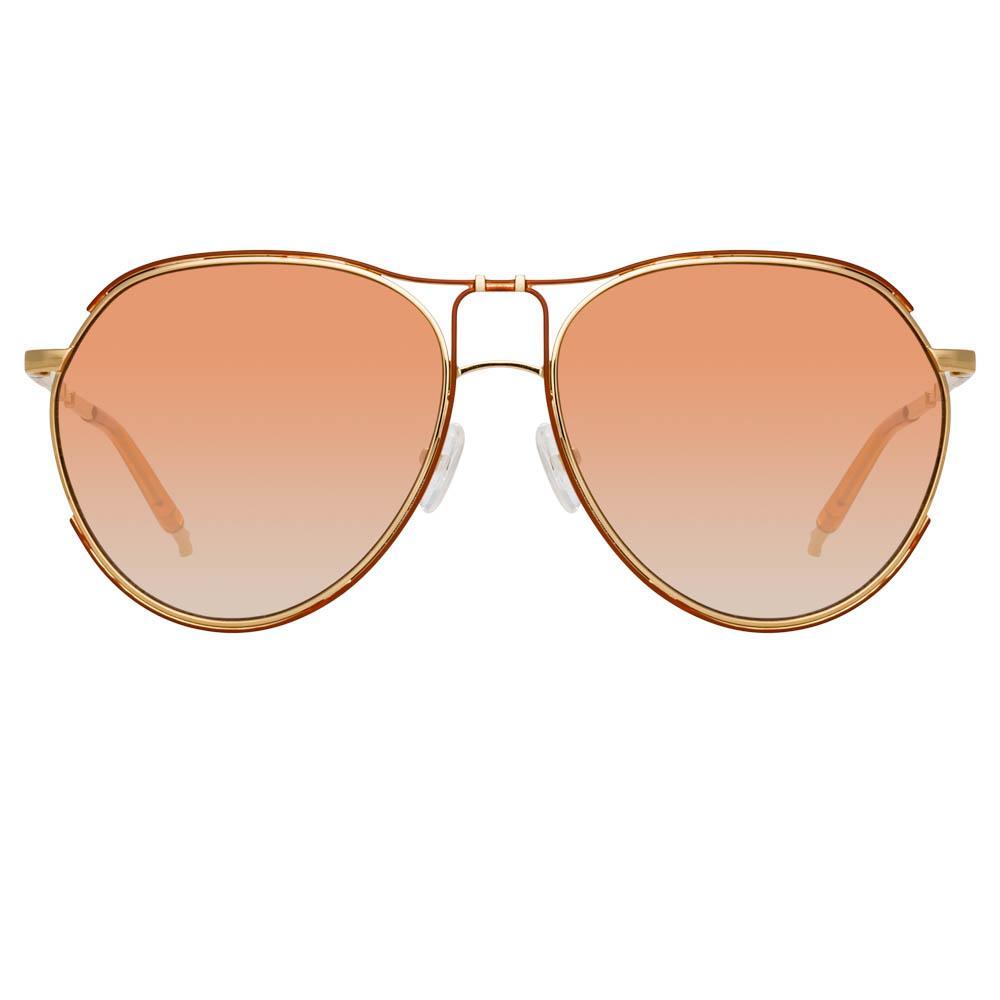 Color_MW254C3SUN - Matthew Williamson Holly Aviator Sunglasses in Light Gold Tone