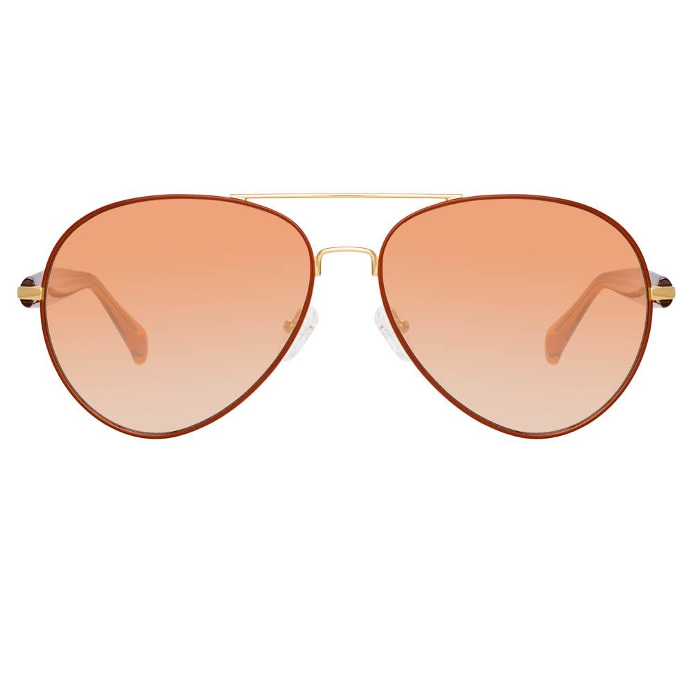 Color_MW259C2SUN - Matthew Williamson Primrose Aviator Sunglasses in Yellow Gold