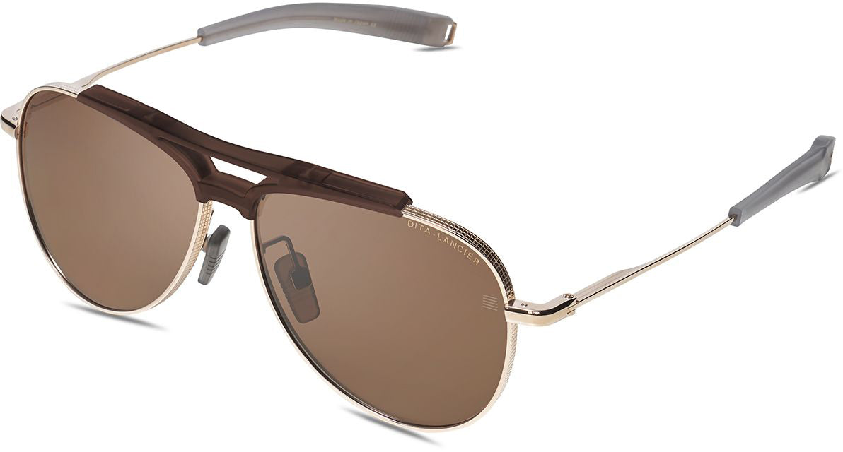 Color_DLS401-60-01 - BLACK/WHITE GOLD - DITA-LAND LENS - BROWN POLARIZED