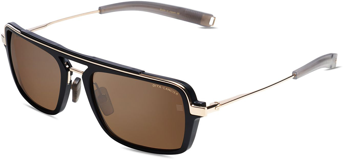 Color_DLS404-56-01 - MATTE BLACK/WHITE GOLD - DITA-LAND LENS - BROWN POLARIZED