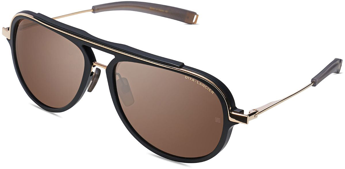 Color_DLS406-A-01 - MATTE BLACK/WHITE GOLD - DITA-LAND LENS - BROWN POLARIZED