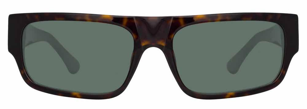 Color_DVN189C5SUN - Dries Van Noten 189 Rectangular Sunglasses in Tortoise Shell and Green