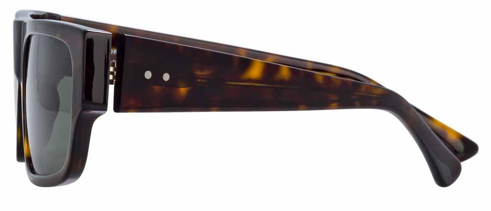 Color_DVN189C5SUN - Dries Van Noten 189 Rectangular Sunglasses in Tortoise Shell and Green