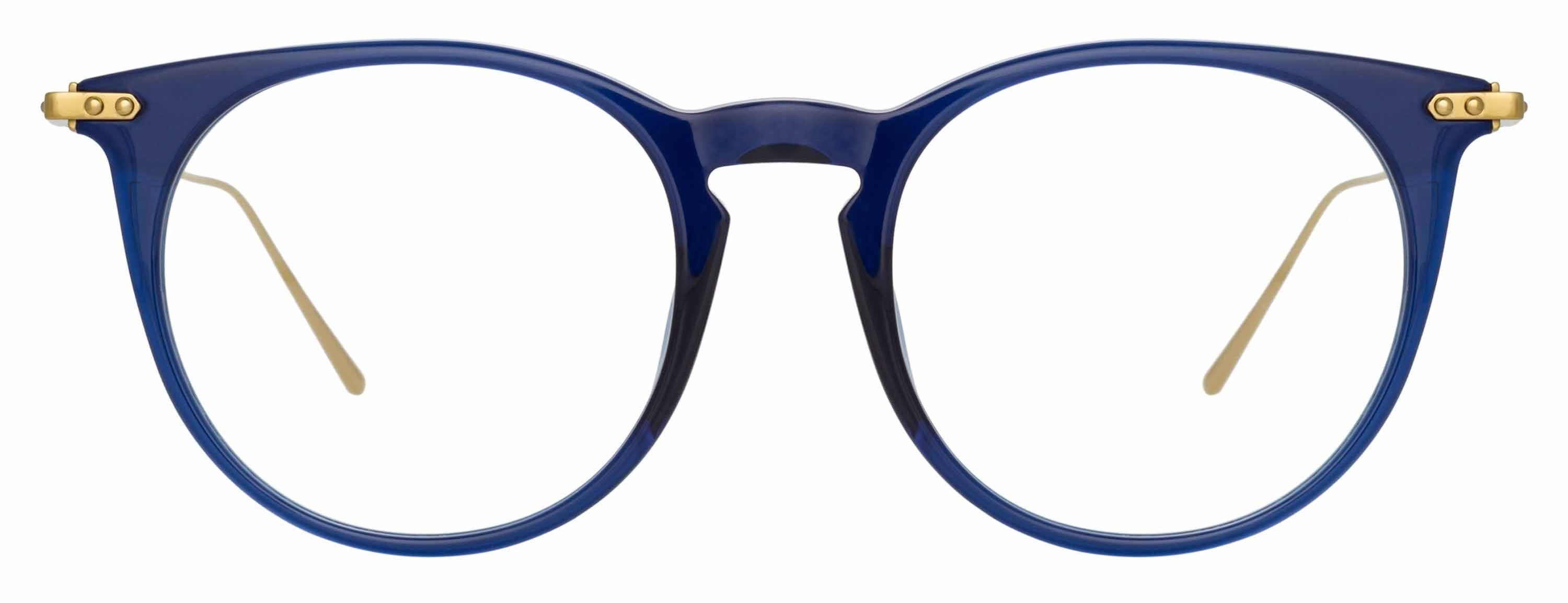 Color_LF54C3OPT - Ellis Oval Eyeglasses in Navy / Light Gold and Clear