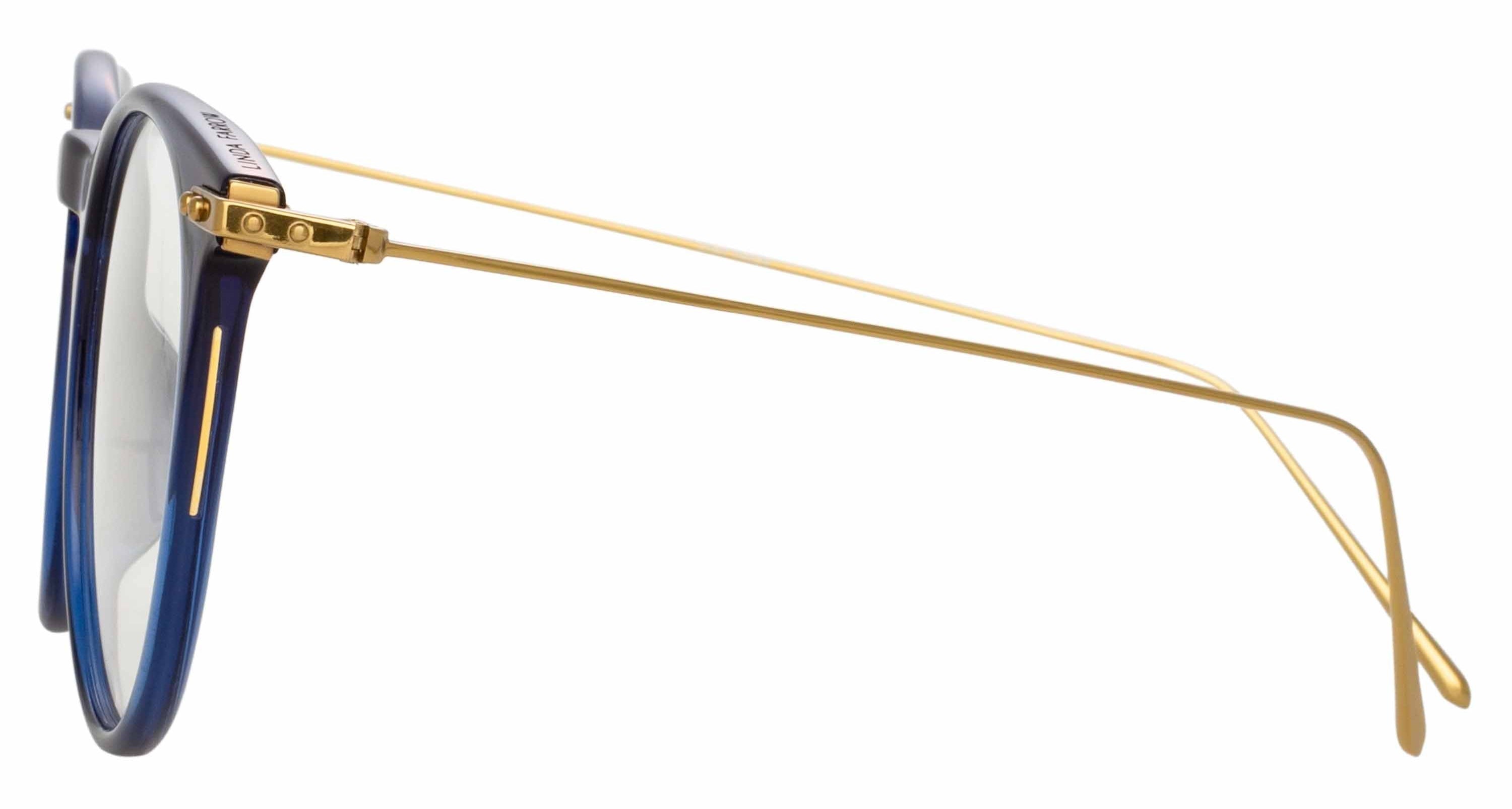 Color_LF54C3OPT - Ellis Oval Eyeglasses in Navy / Light Gold and Clear