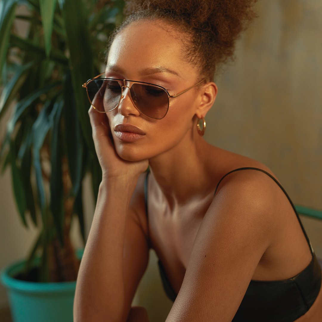 Color_LFL1205C1SUN - Alma Aviator Sunglasses in Yellow Gold