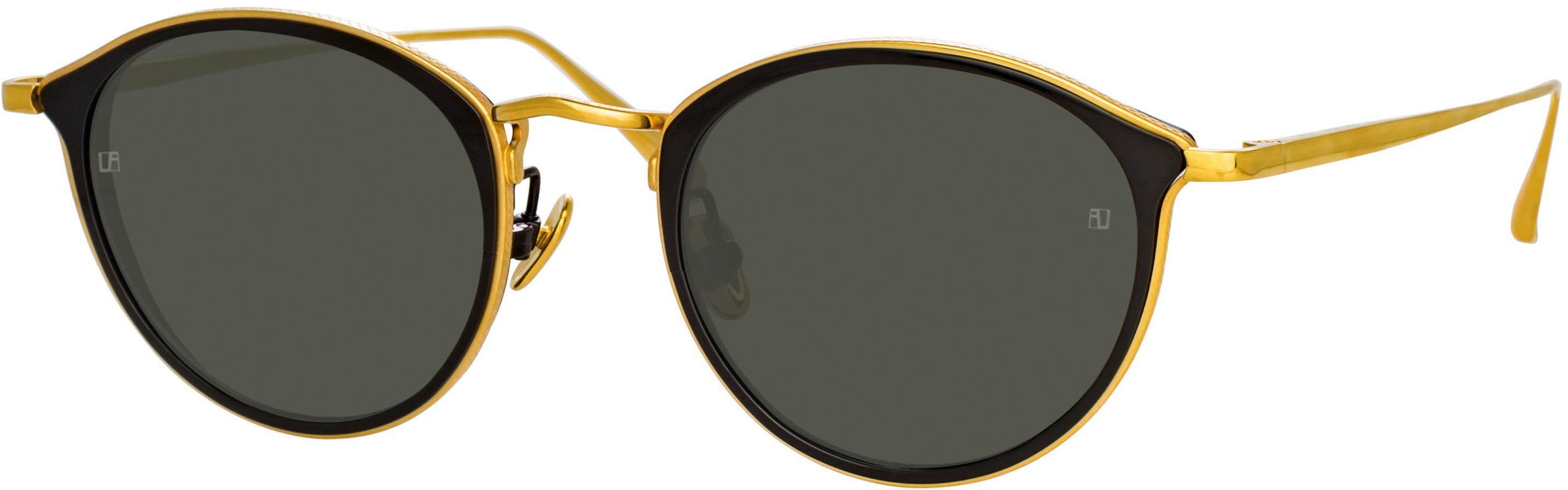 Color_LFL1224C5SUN - Luis Oval Sunglasses in Yellow Gold and Black