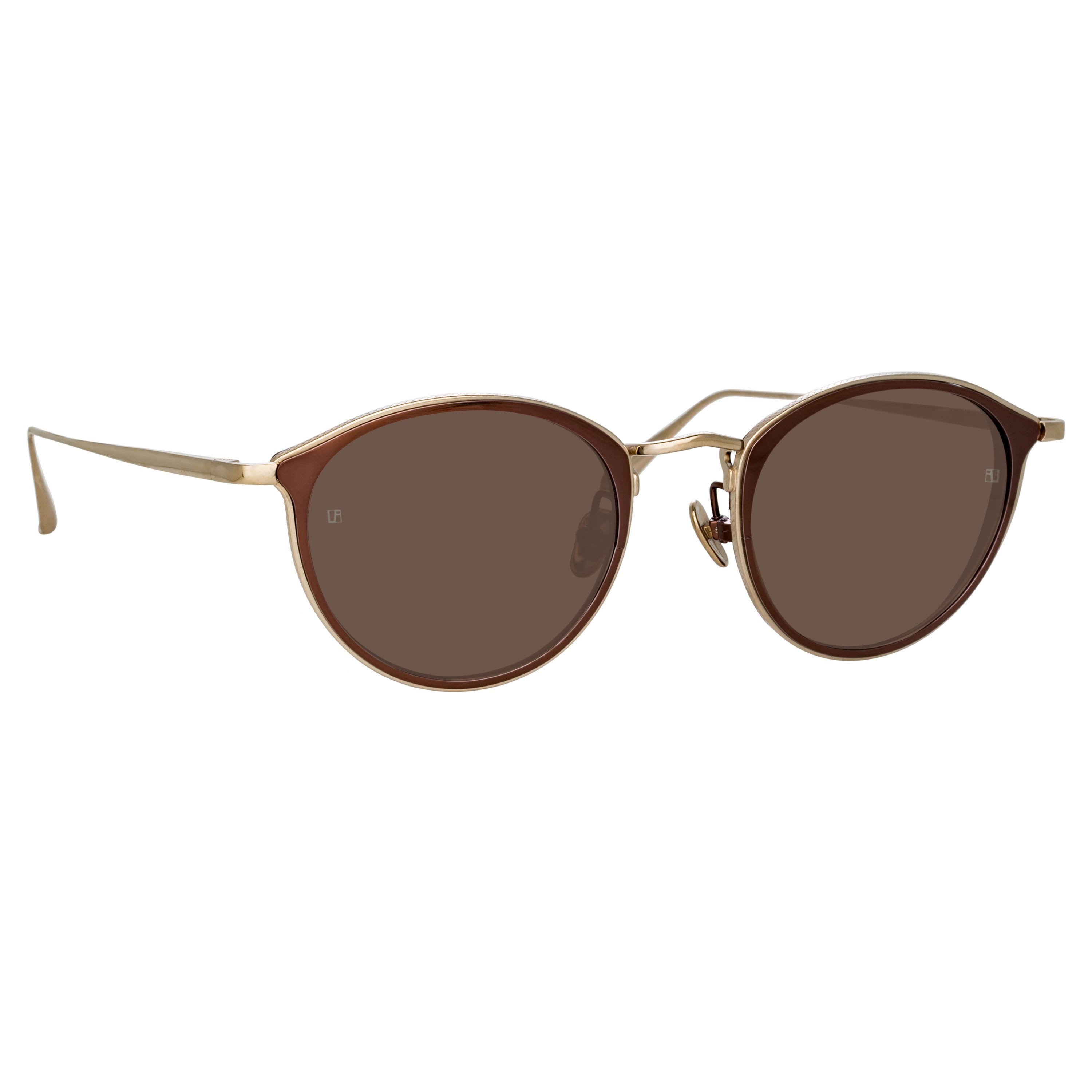 Color_LFL1224C6SUN - Luis Oval Sunglasses in Light Gold and Brown