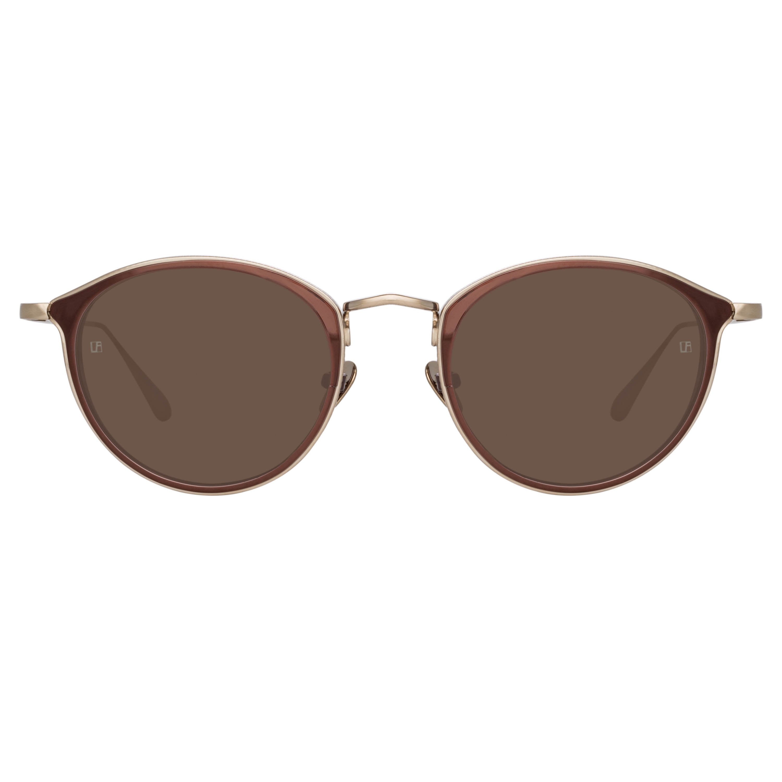 Color_LFL1224C6SUN - Luis Oval Sunglasses in Light Gold and Brown