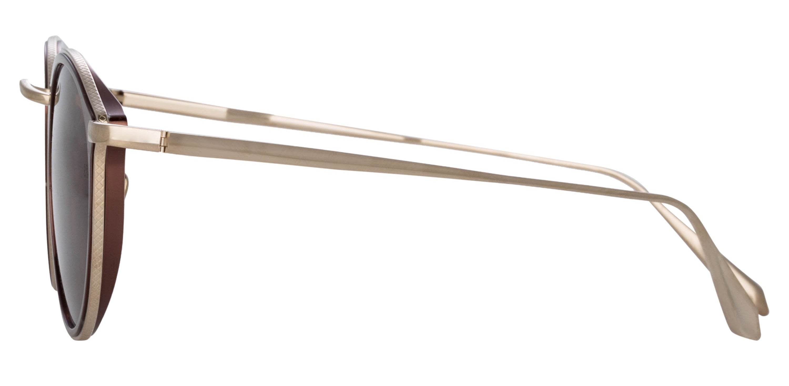 Color_LFL1224C6SUN - Luis Oval Sunglasses in Light Gold and Brown