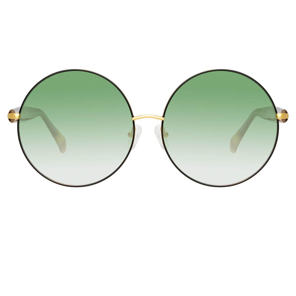 Color_MW260C3SUN - Matthew Williamson Posy Round Sunglasses in Yellow Gold