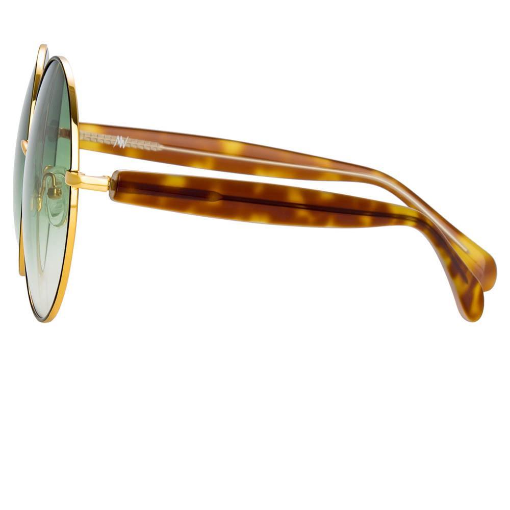 Color_MW260C3SUN - Matthew Williamson Posy Round Sunglasses in Yellow Gold