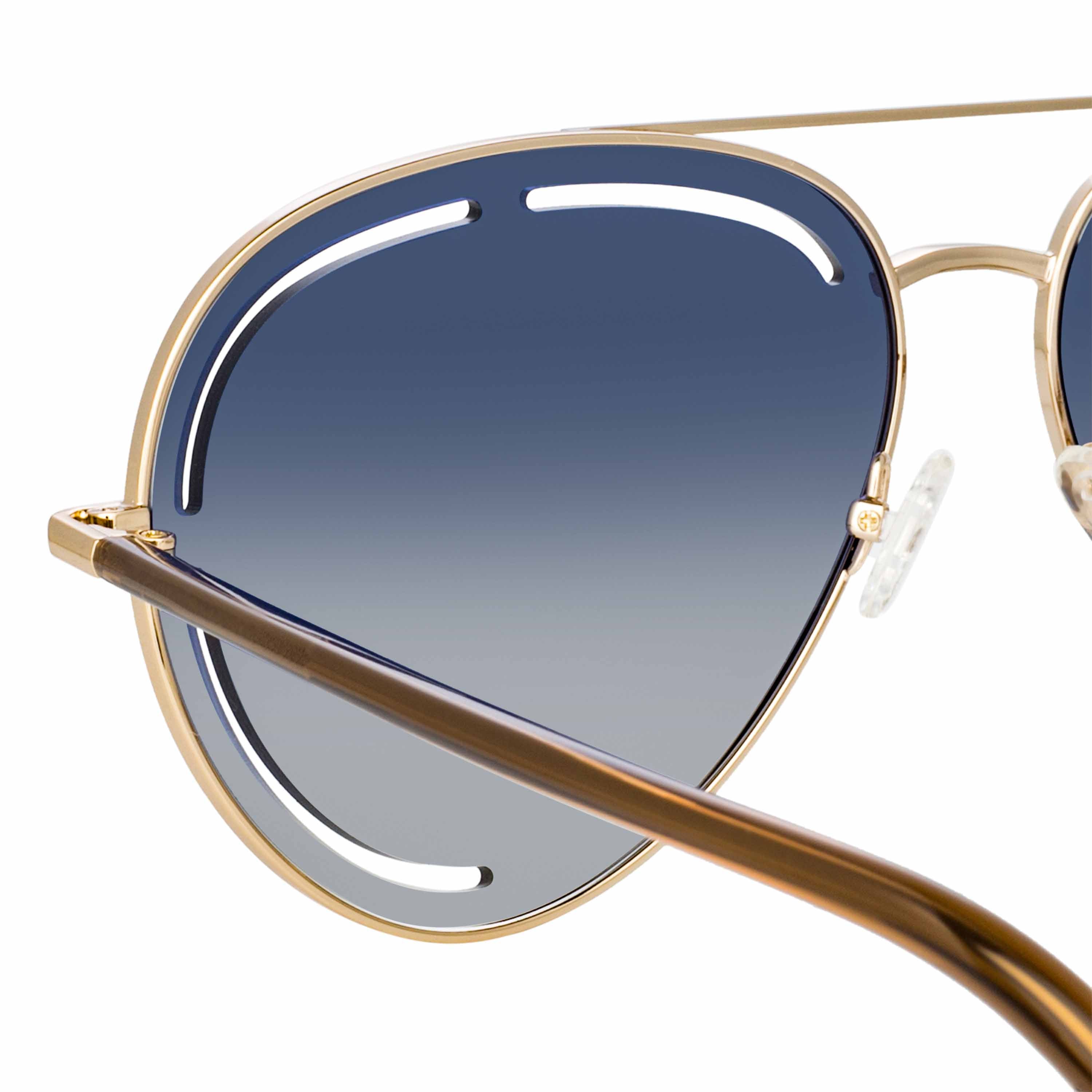 Color_MW264C6SUN - Matthew Williamson Foxglove Sunglasses in Light Gold and Blue