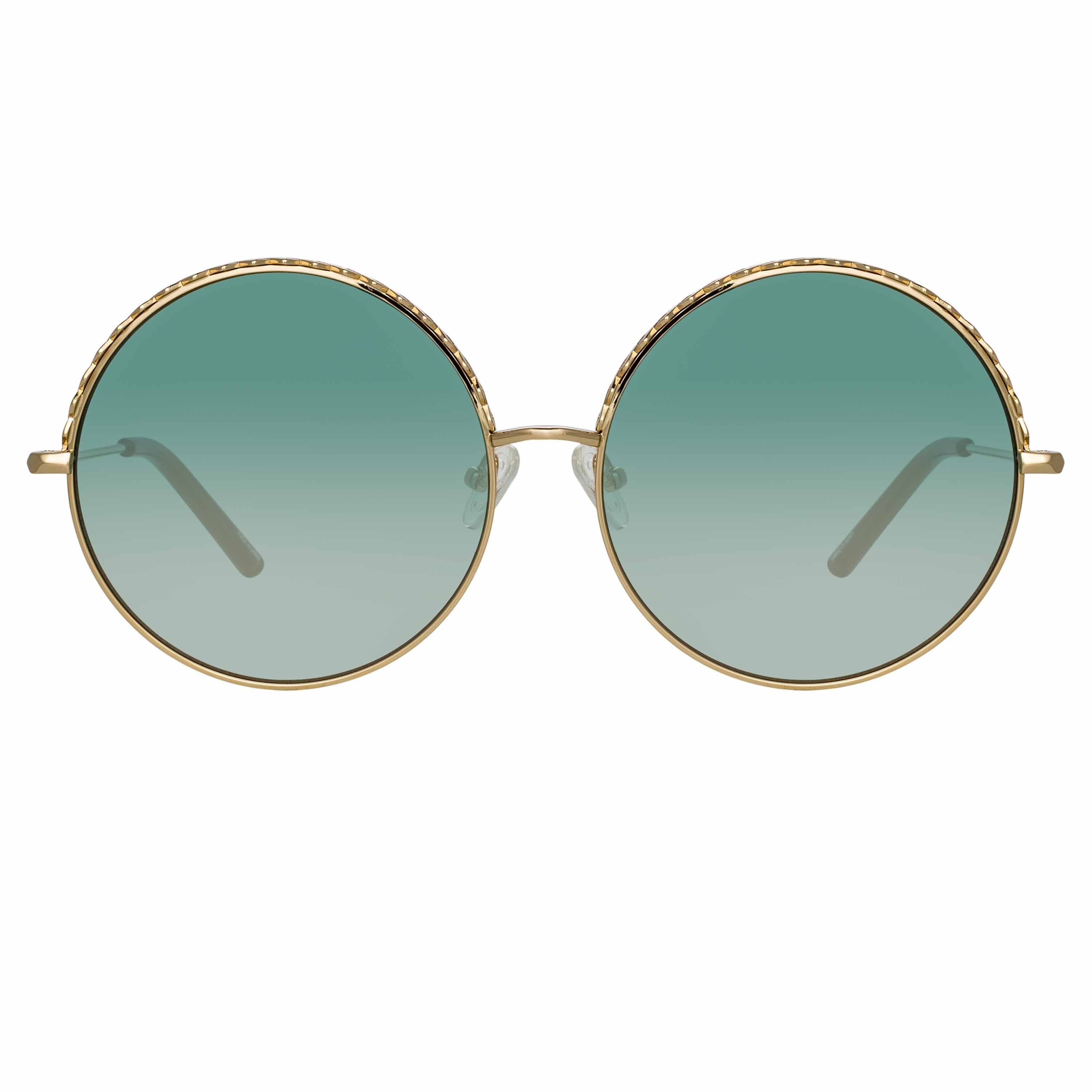 Color_MW274C5SUN - Matthew Williamson Geranium Sunglasses in Light Gold and Green