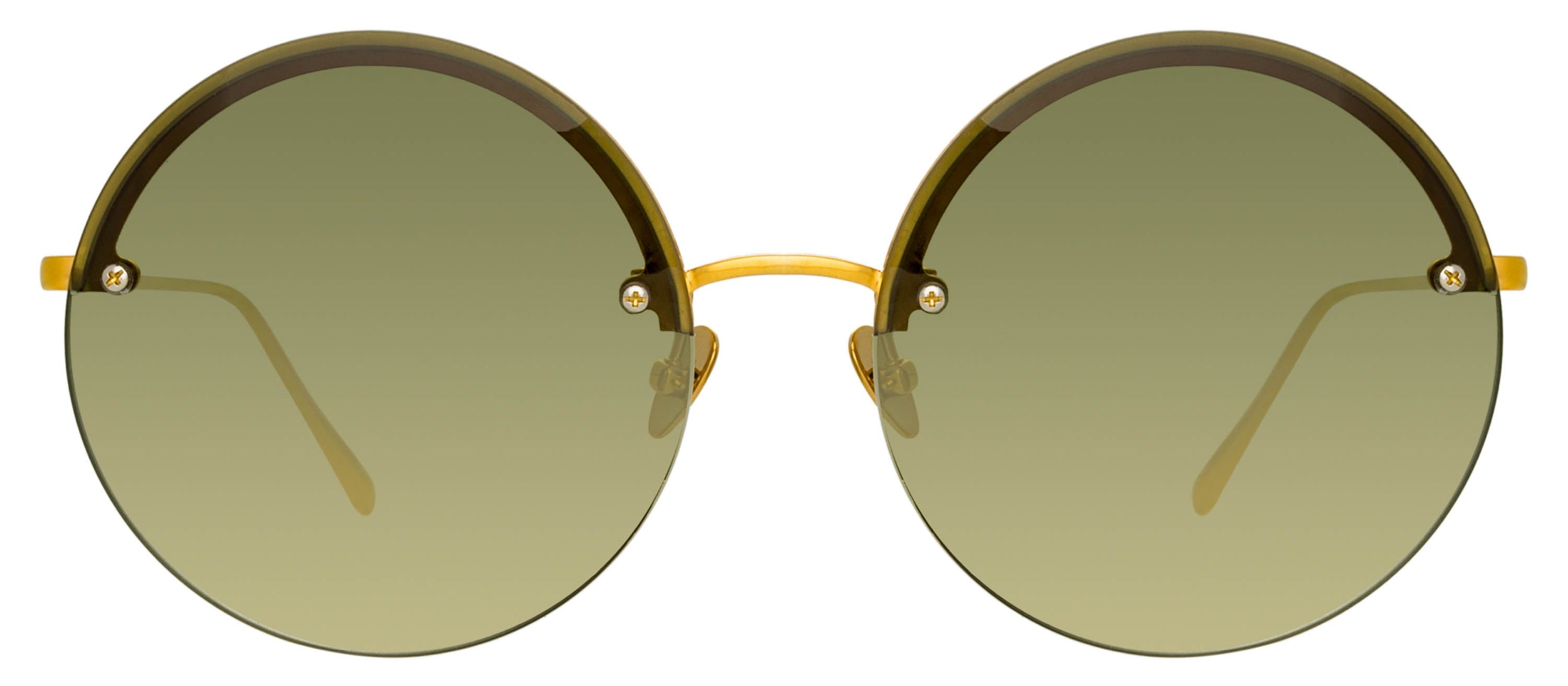 Color_LFL1097C2SUN - Adrienne Round Sunglasses in Yellow Gold and Green