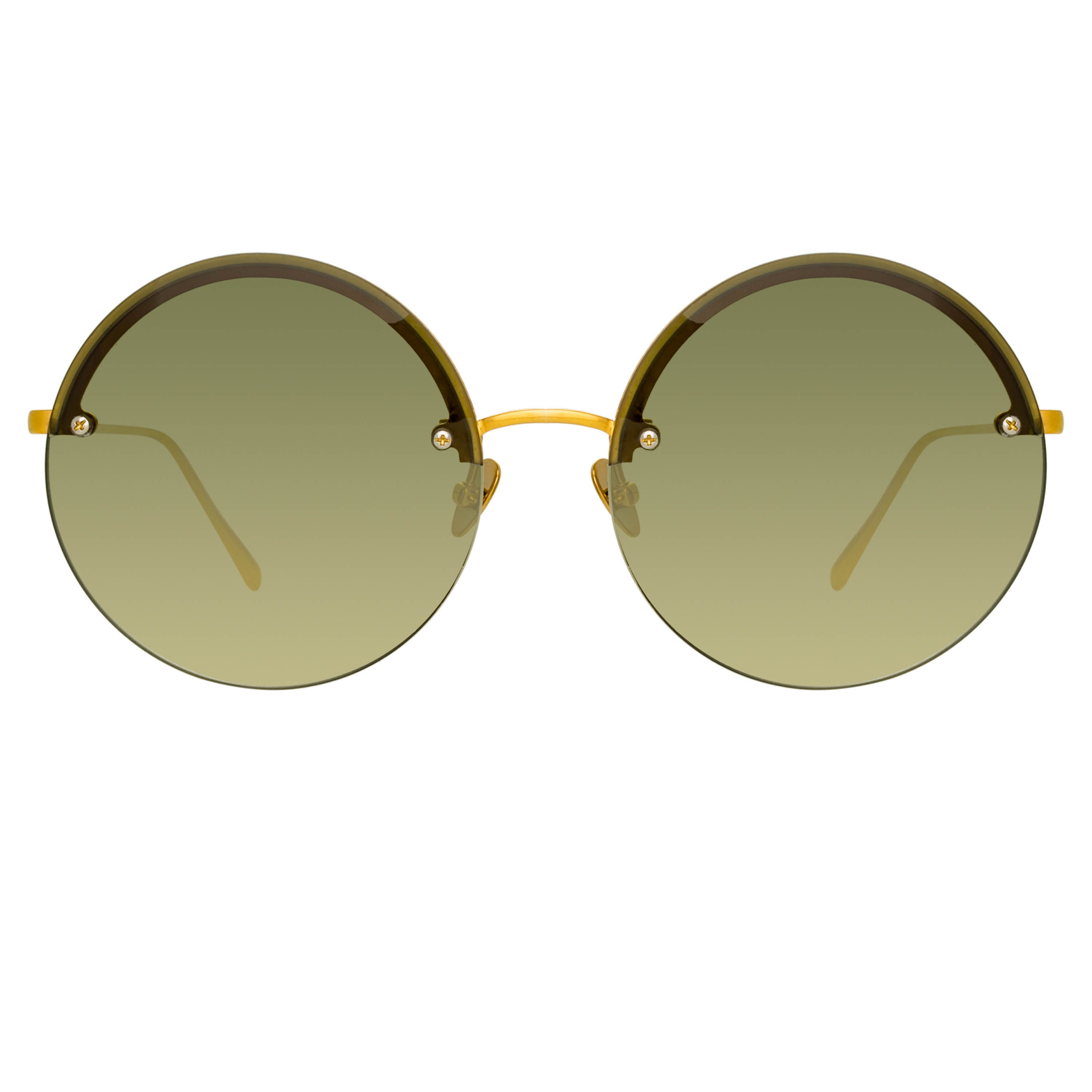 Color_LFL1097C2SUN - Adrienne Round Sunglasses in Yellow Gold and Green
