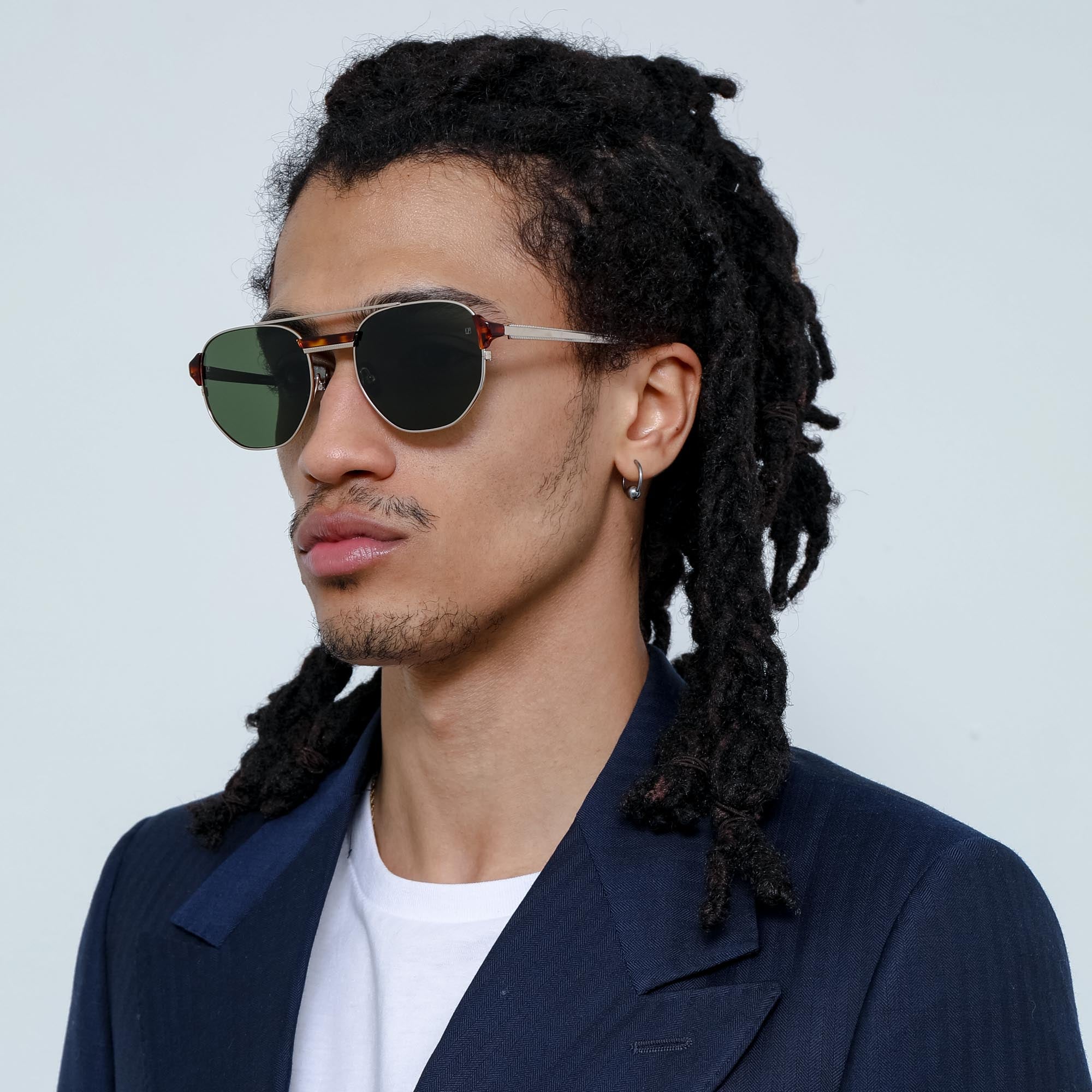 Color_LFL1108C3SUN - Nico Squared Sunglasses in Light Gold and Green