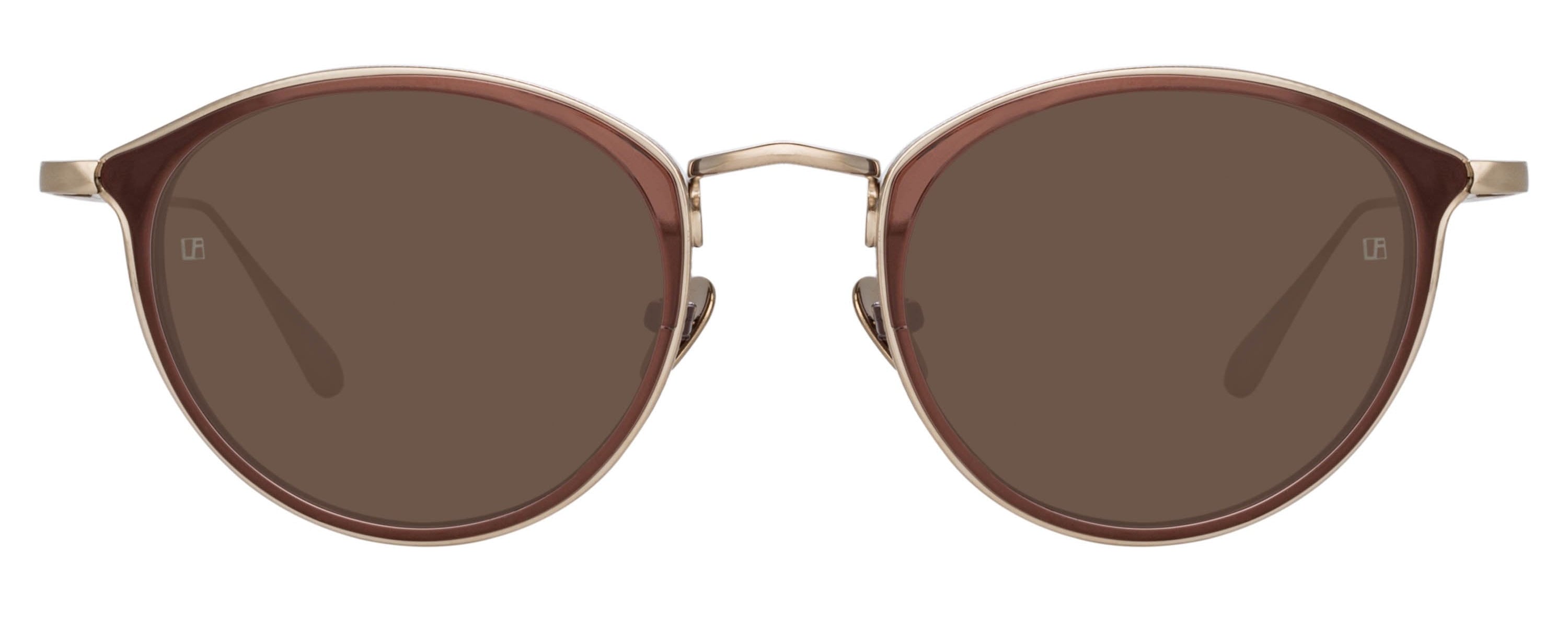 Color_LFL1224C6SUN - Luis Oval Sunglasses in Light Gold and Brown