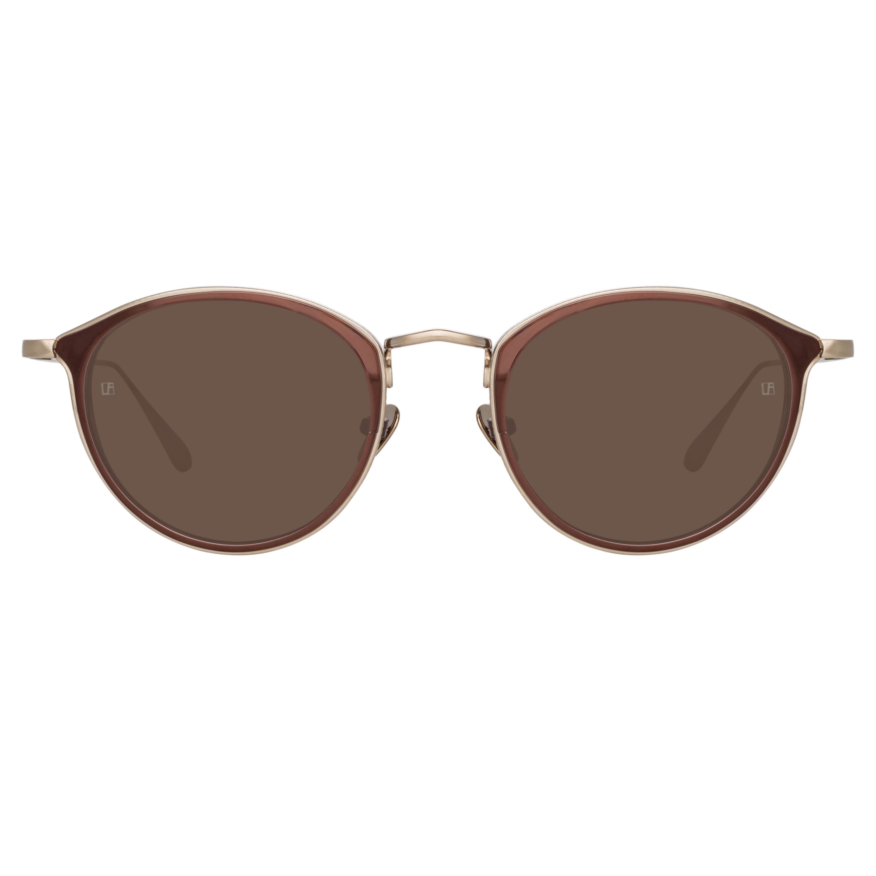Color_LFL1224C6SUN - Luis Oval Sunglasses in Light Gold and Brown
