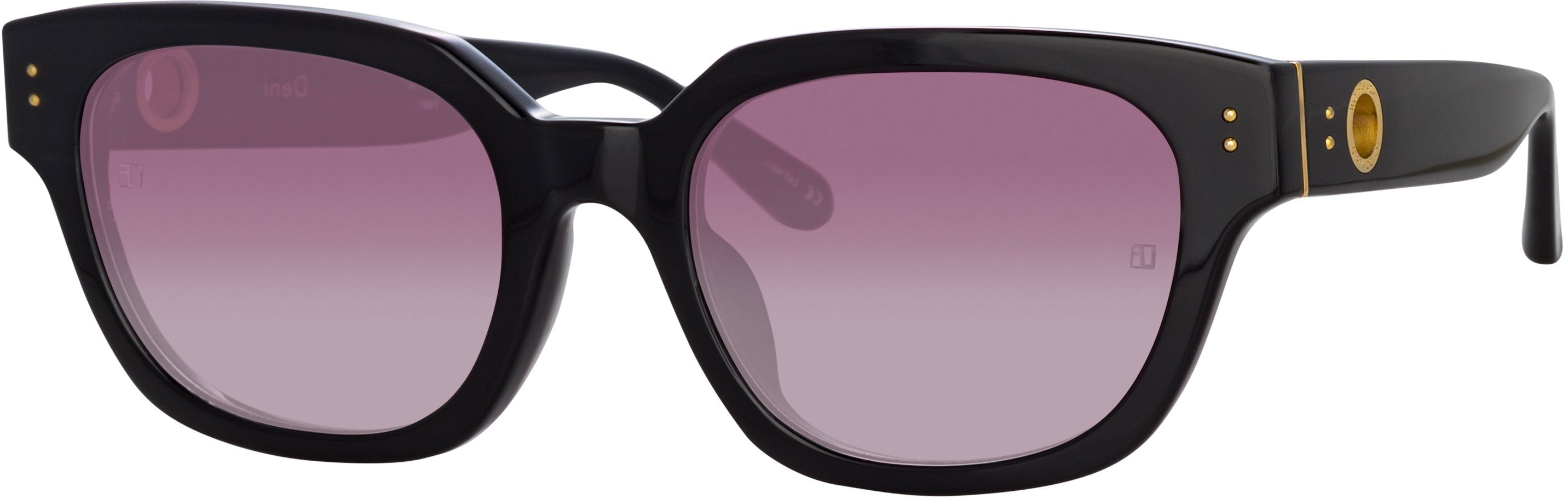 Color_LFL1243C3SUN - Deni D-Frame Sunglasses in Black and Plum Lenses