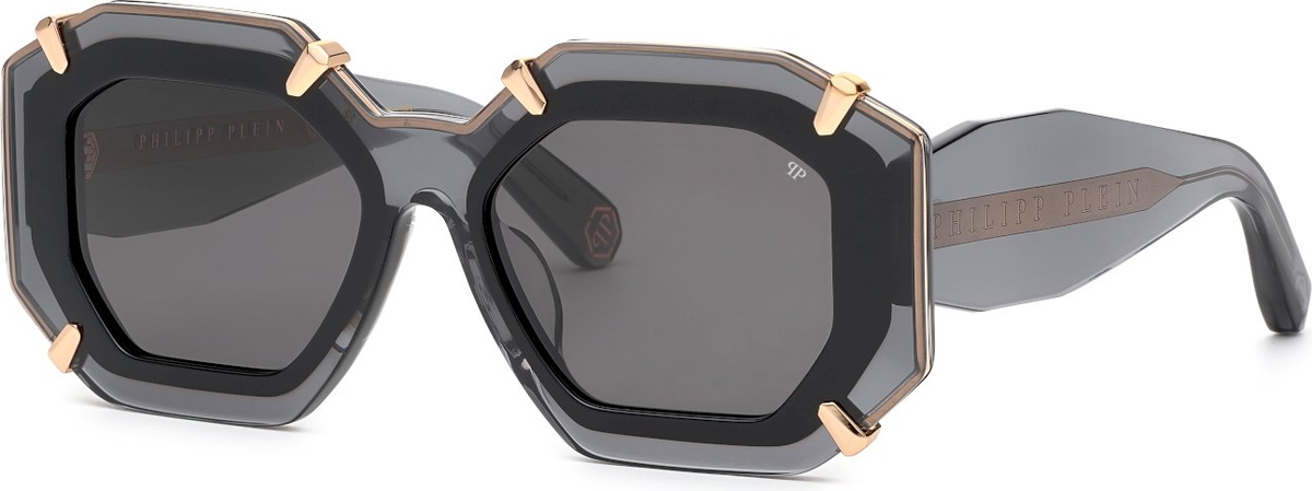 Philipp Plein SPP098V Sunglasses Transparent Grey Plastic Oval PHILIPP PLEIN Sunglasses Plein Supreme Star SPP098V Col.0D48 main image 2