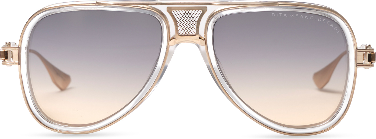 Dita Grand-Decade DTS460 luxury sunglasses-A-03 - Crystal Clear - Brushed White Gold - Grey To Apricot Gradient - Gradient