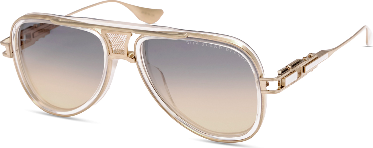 Dita Grand-Decade DTS460 luxury sunglasses-A-03 - Crystal Clear - Brushed White Gold - Grey To Apricot Gradient - Gradient