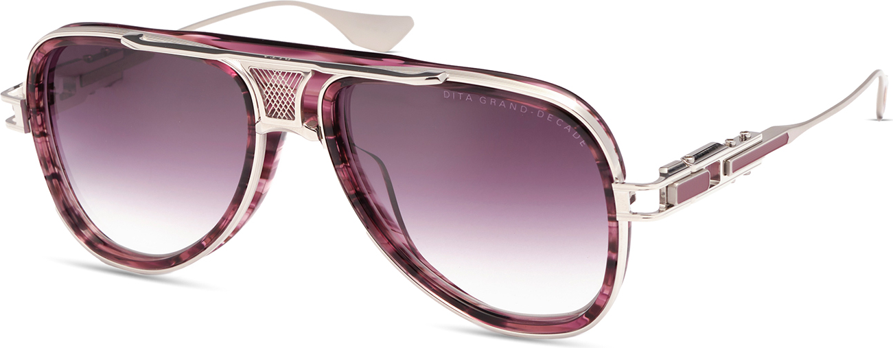 Dita Grand-Decade DTS460 luxury sunglasses-A-04 - Deep Purple Swirl - Silver - Matte Silver - Purple To Clear Gradient - Gradient