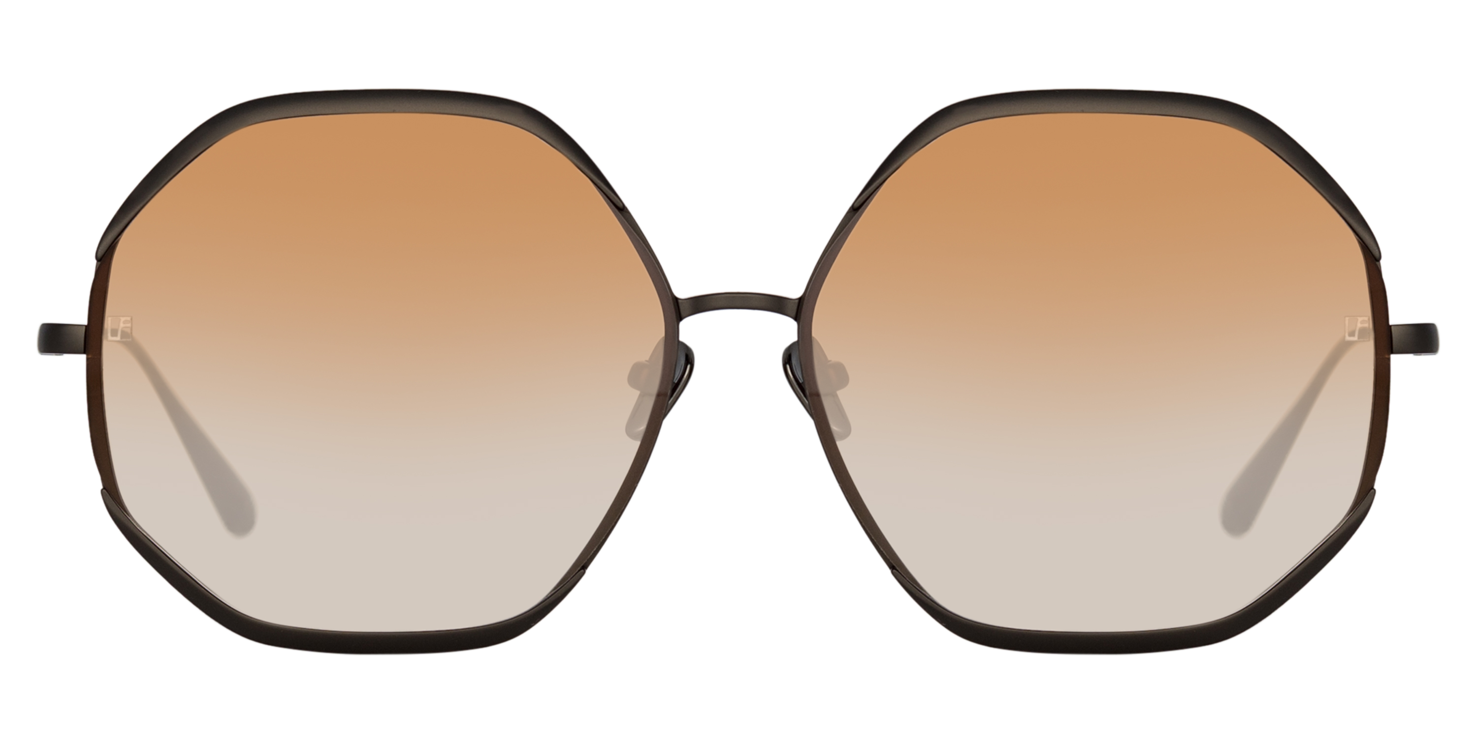 Color_LFL1208C6SUN - Camila Hexagon Sunglasses in Nickel and Camel Gradient