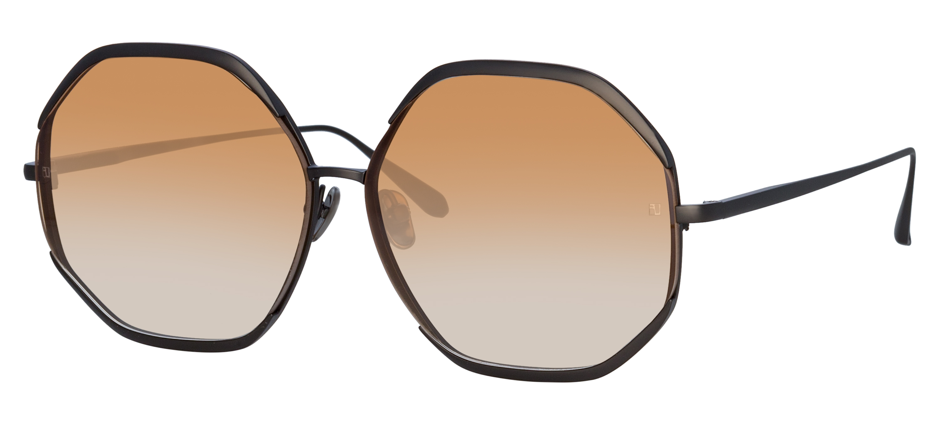 Color_LFL1208C6SUN - Camila Hexagon Sunglasses in Nickel and Camel Gradient
