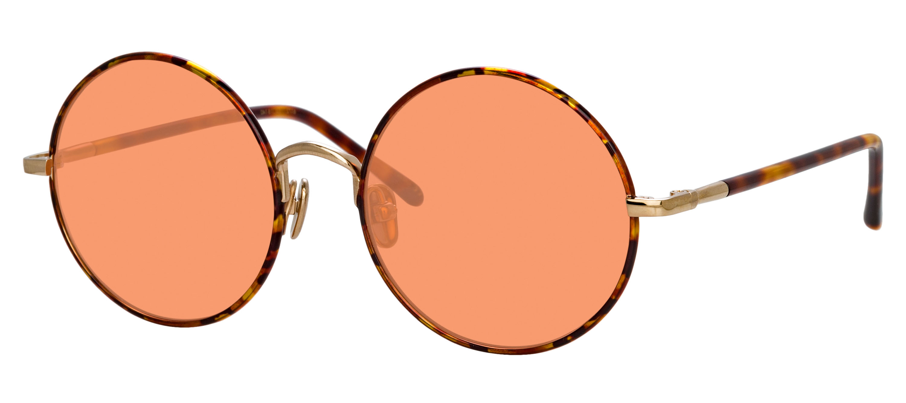 Color_LFL983C4SUN - Welch Round Sunglasses in Titanium Tortoise Shell and Solid Coral