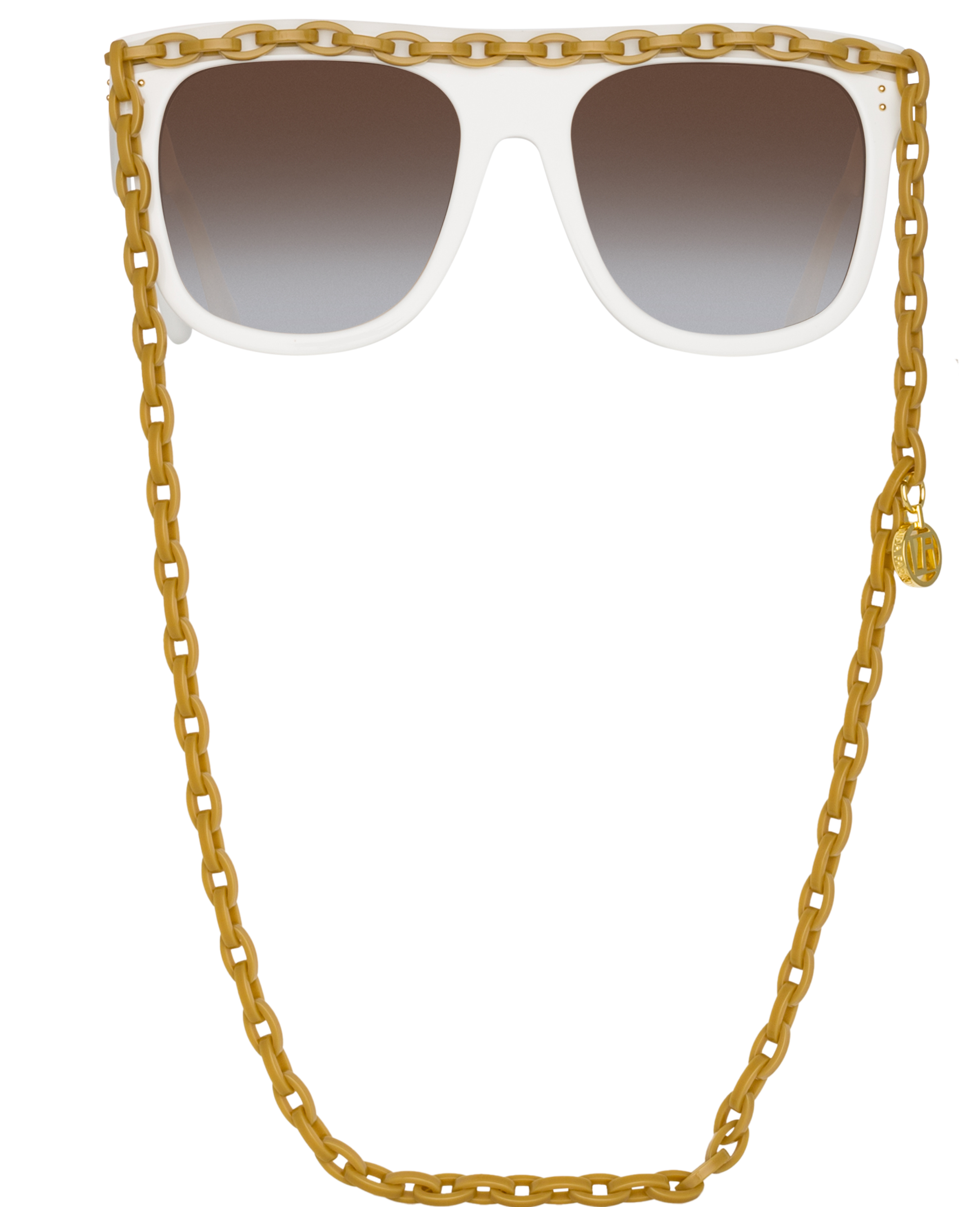 Color_LFL1304C3SUN - Dakota Flat Top Sunglasses in White and Mocha Grad
