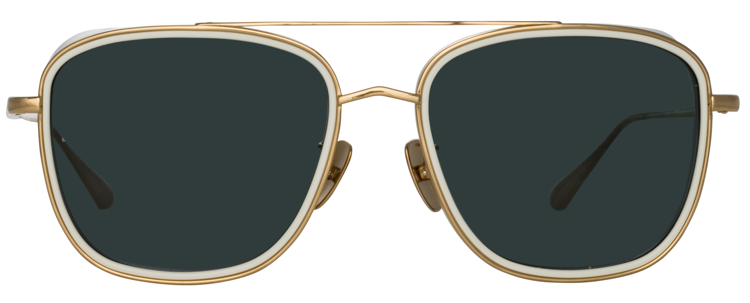 Color_LFL1441C3SUN - Jarvis Aviator Sunglasses in White / Yellow Gold and Deep Green